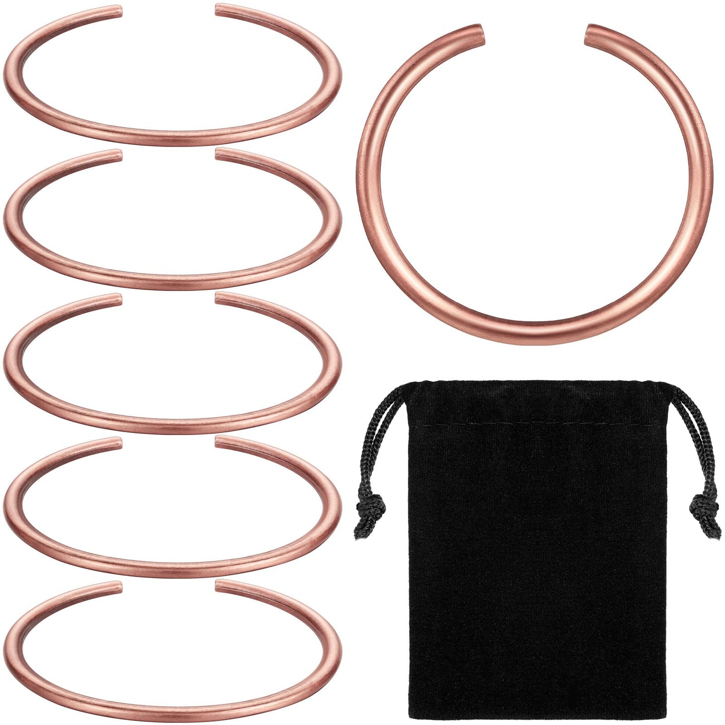 Otuuz 6 Pcs Copper Bracelets for Men Women Copper Cuff Bracelets Adjustable Size Health Jewelry Gift Handmade Uncoated Health Jewelry Gifts(Cylinder Style)