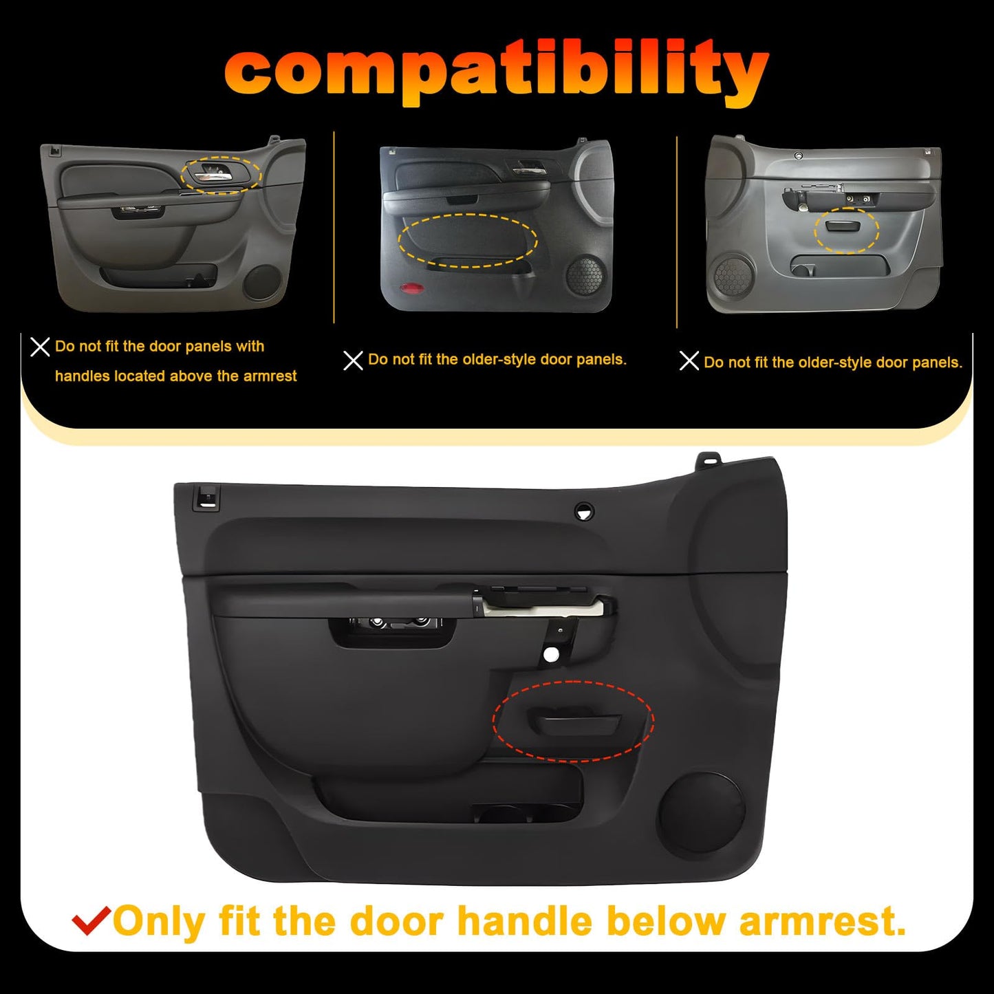 LLYZFED 22818467 22818472 Front Left & Right Armrest Repair Kit Pair Fit for Chevy Silverado/GMC Sierra 1500 2500HD 3500HD 2010–2014 Door Panel Armrest with Handle Below - Color Beige