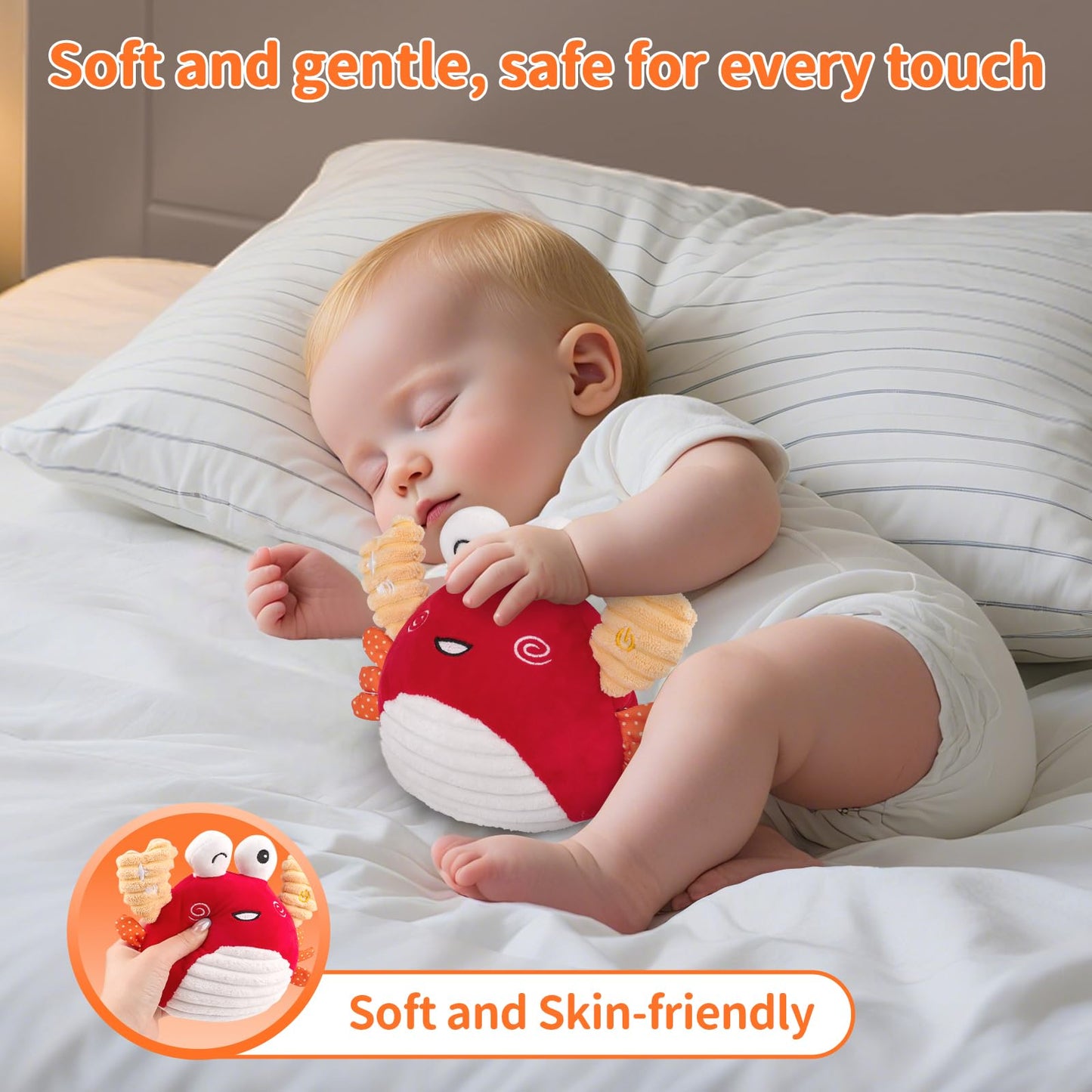 nicknack Baby Toys 0-6 Months – Crawling Dancing Bouncing Musical Learning Plush Crab,Interactive 100+ Songs Toy for 1 2 3 Year Old Boys Girls Sensory Birthday Gifts