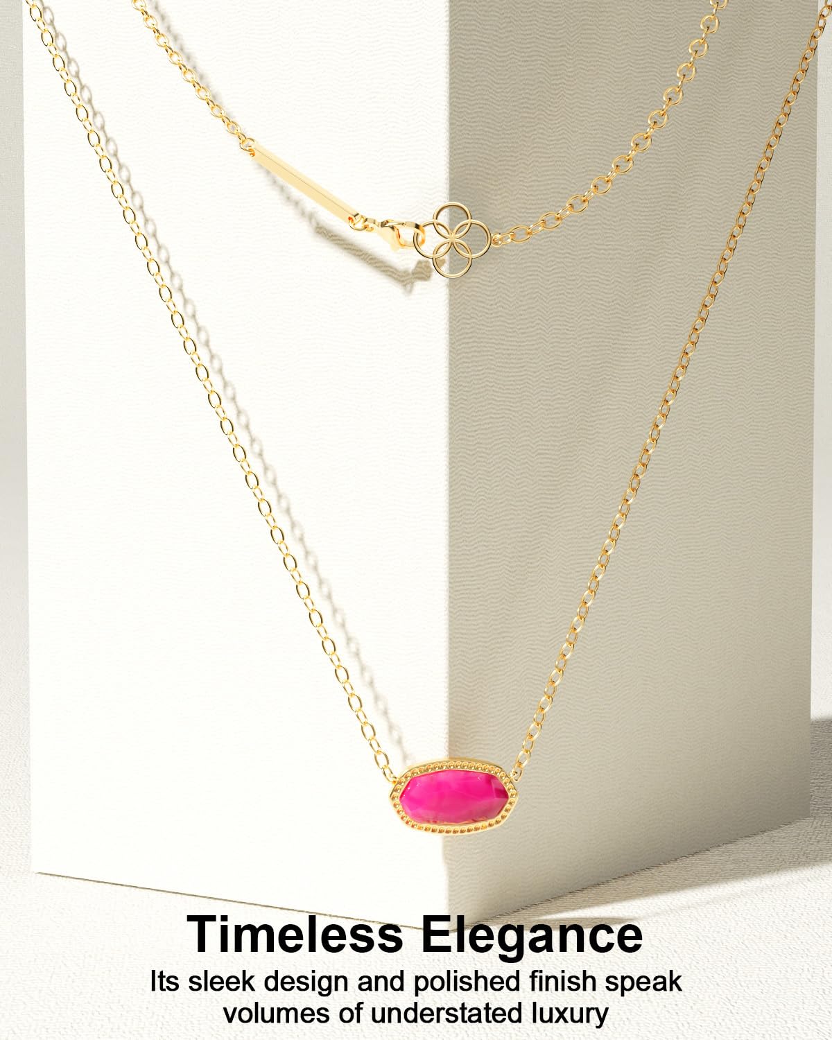 AICase 18K Gold Plated Pendant Necklace for Women,Fashion Jewelry,Anniversary Birthday Gifts for Women/MoM/Sister/Friends/Her/Wife/Grandma/Coworker Mother's Day gifts for MoM_Hot pink