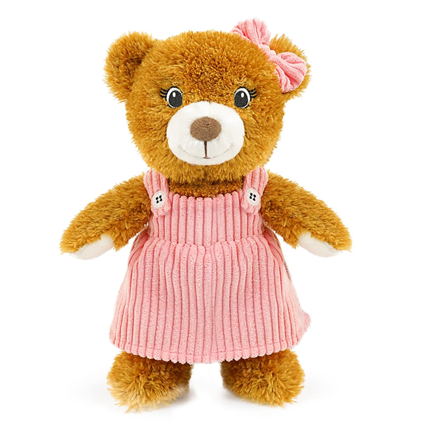 Cute Girl Stuffed Teddy Bear Plush Toy 11 Inch Soft Baby Teddy Stuffed Animal Little Bear Doll, Cuddly Bear Plush for Girls Boys, Kids, Babies, Adults & Baby Shower Birthday Easter Gift (Pink Dress)