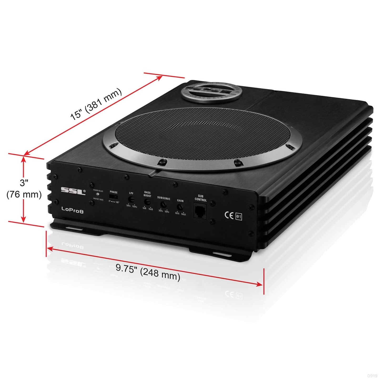 Sound Storm Laboratories LOPRO8 Amplified Car Subwoofer - 600 Watts Max Power, Low Profile, 8 Inch Subwoofer, Remote Subwoofer Control, Great For Vehicles That Need Bass But Have Limited Space, Black