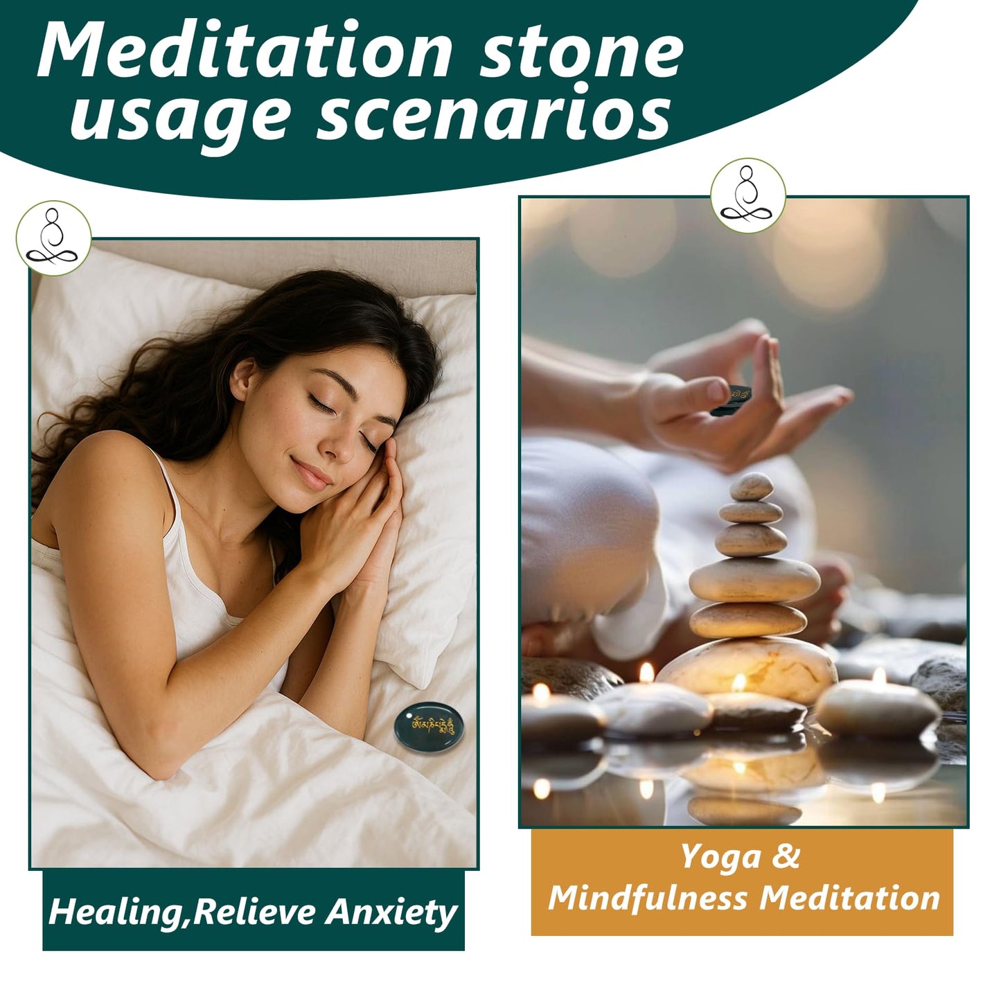 LONGDERY Oval Anxiety Worry Stone Colorful Agate Healing Crystals Hand Carved Six Words Sanskrit Thumbstones Meditation Accessories Natural Reiki Relaxation Palm Stones Anxiety Relief Items