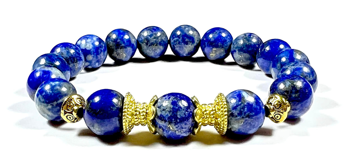 AWAKEN YOUR KUNDALINI Lapis Lazuli Stretch Bracelet – Truth, Wisdom & Chakra Energy, 10mm