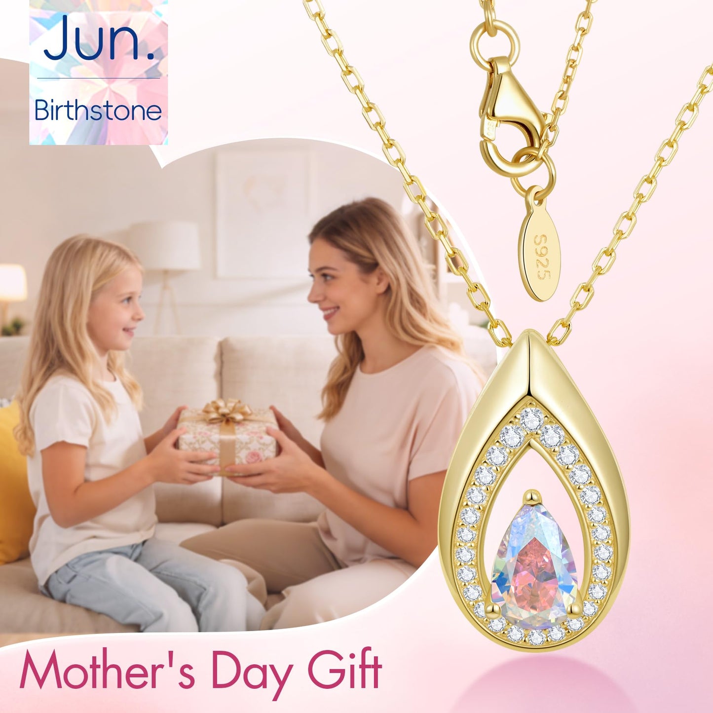 Kstyle 14k Gold Alexandrite June Birthstone Pendant Necklaces for Women Valentine's Day Birthday Gift Anniversary Jewelry for Wife Daughter Grandma Mom Sister Non Tarnish