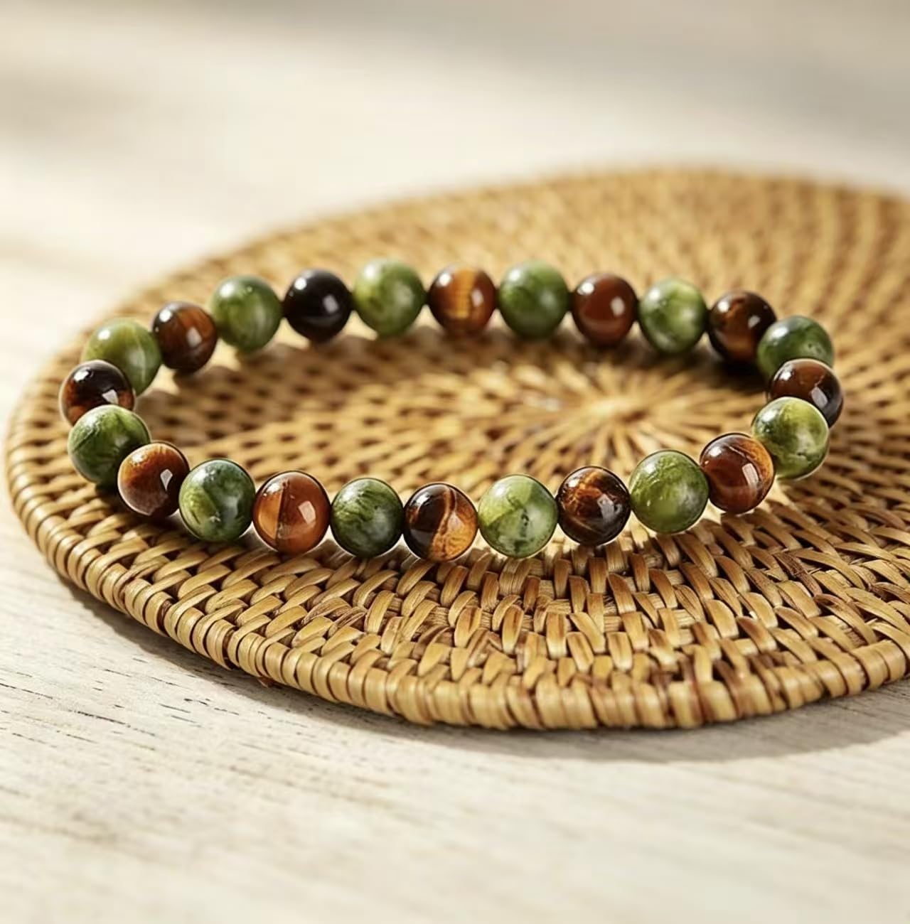 Adjustable Crystal Money Bracelets for Women Aventurine & Tiger-Eye Stone Beaded Bracelet Wealth Attraction Feng Shui Good Luck Elastic Bracelets Natural Healing Protection Jade Spiritual Jewelry (Wealth-Luxury)