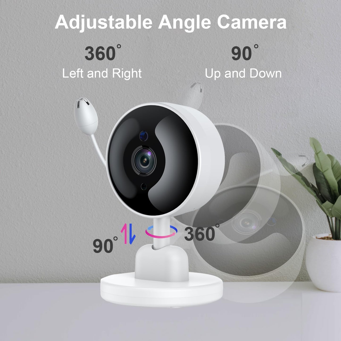 Baby Monitor with Camera and Audio, WiFi Indoor Video Baby Camera with Mount, Motion & Cry Detection, Temp & Humidity Sensor, Night Vision, 2 Way Audio, 4 Lullabies, APP Control