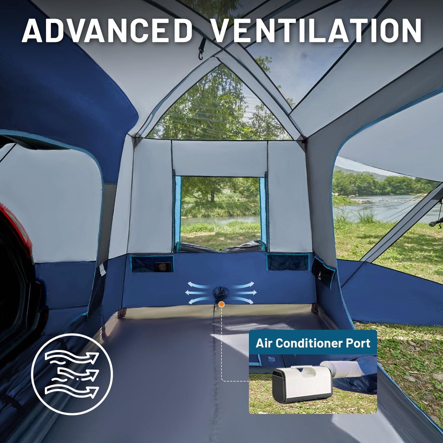 TIMBER RIDGE 5-9 Person SUV Tent with Screen Porch and Awning for Family Camping, Weather Resistant and Portable Van or Car Tent, Includes Rainfly and Storage Bag, 13' W X 10' L X 7.1' H, Blue