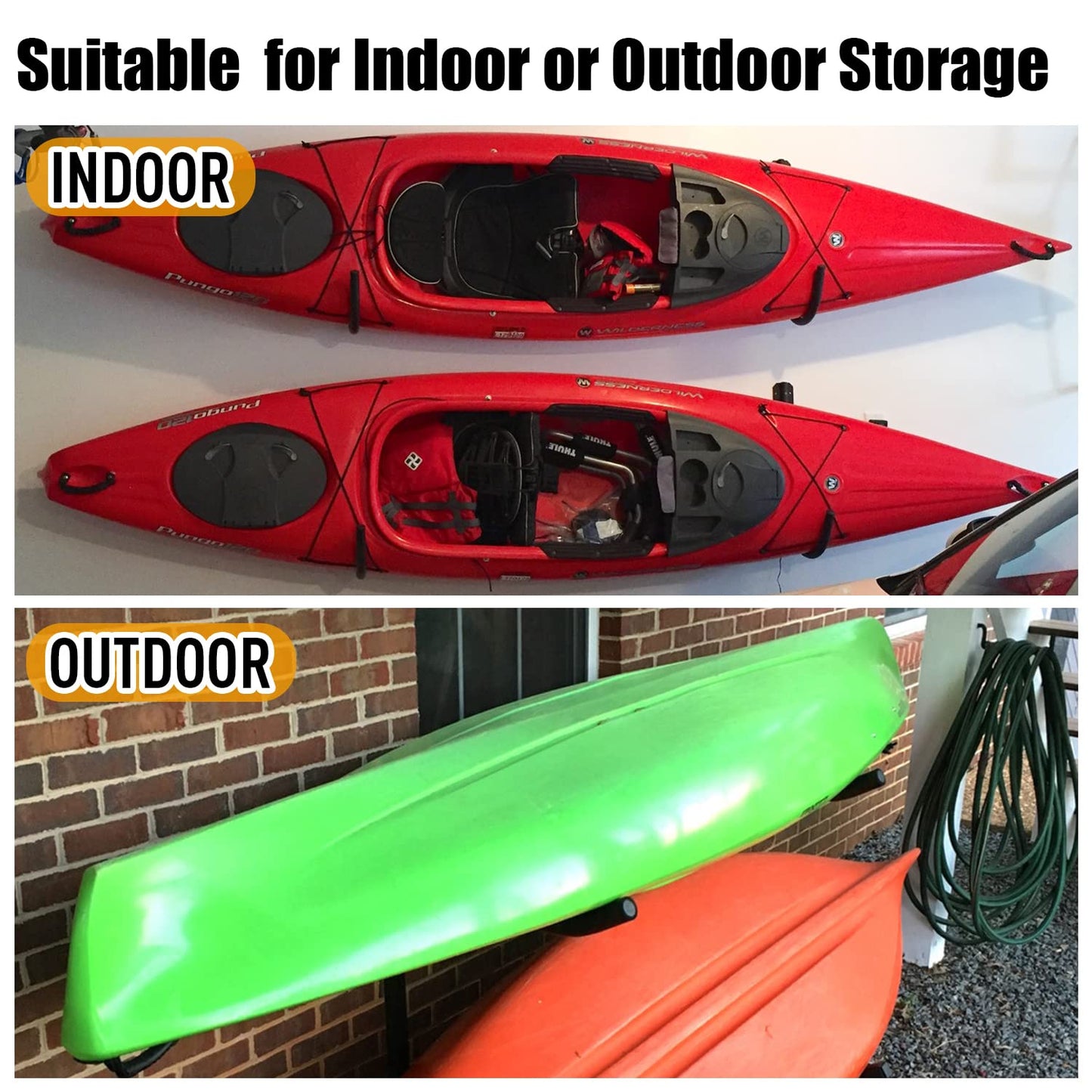 UNITEDPOWER Kayak Storage Racks, Garage Hangers, Wall Hooks for Canoe, Ladder, Bicycle, Folding Chairs, Surfboard, Snowboard, Hose and Tools, Indoor, Outdoor 4-Pack
