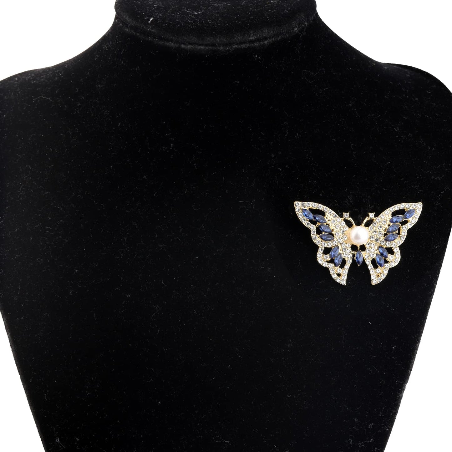 FEELMEM Crystal Rhinestone Butterfly Brooch Pin Blue Color Butterfly Brooches for For Women Wedding/Banquet/Birthday Party (blue)