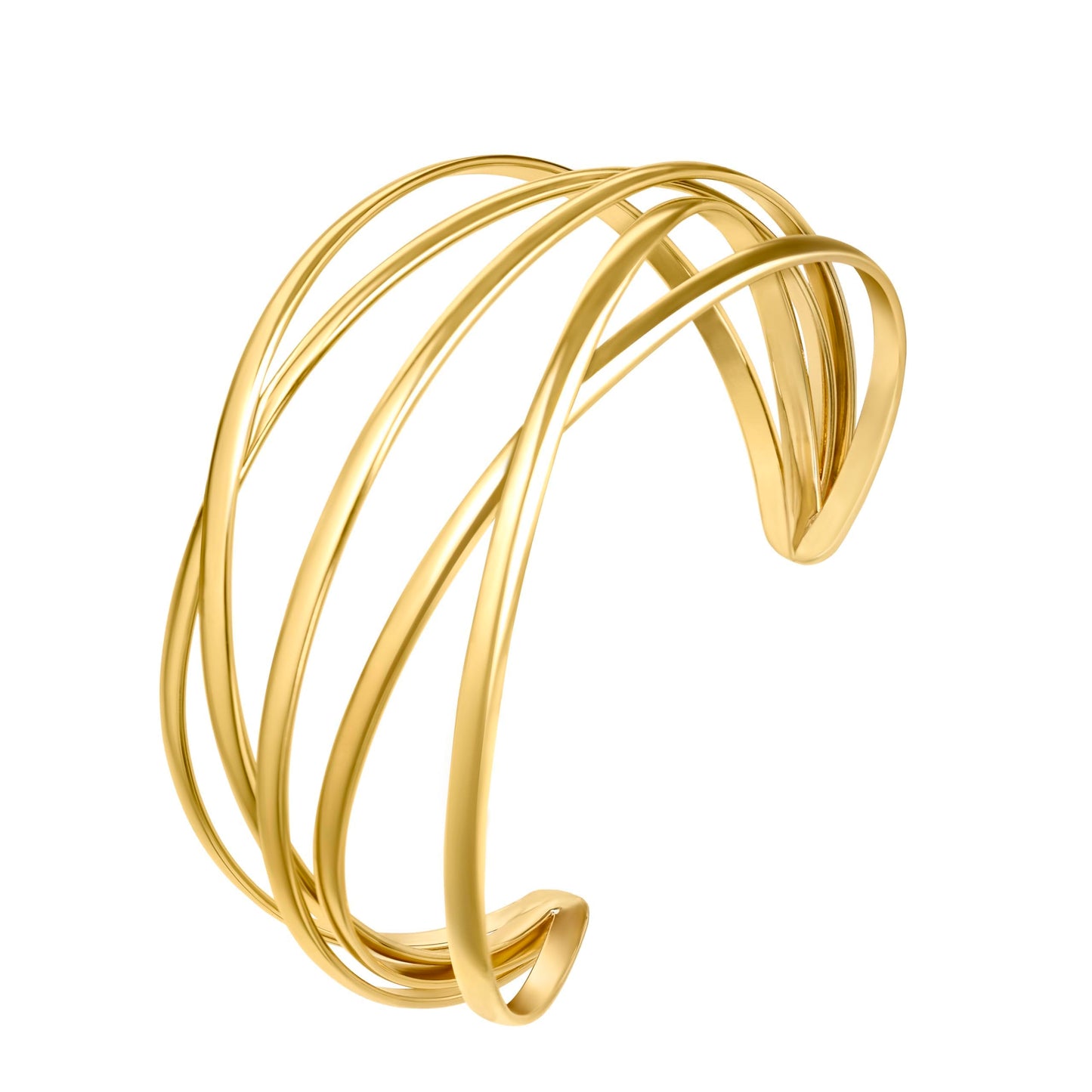 SELFWIMG Gold Bangle Bracelets for Women 18K Gold Plated Chunky Cuff Bracelets Fashion Multi-layer Cross Wire Cuff Bangle Bracelet Open Wrist Trendy Jewelry Gifts