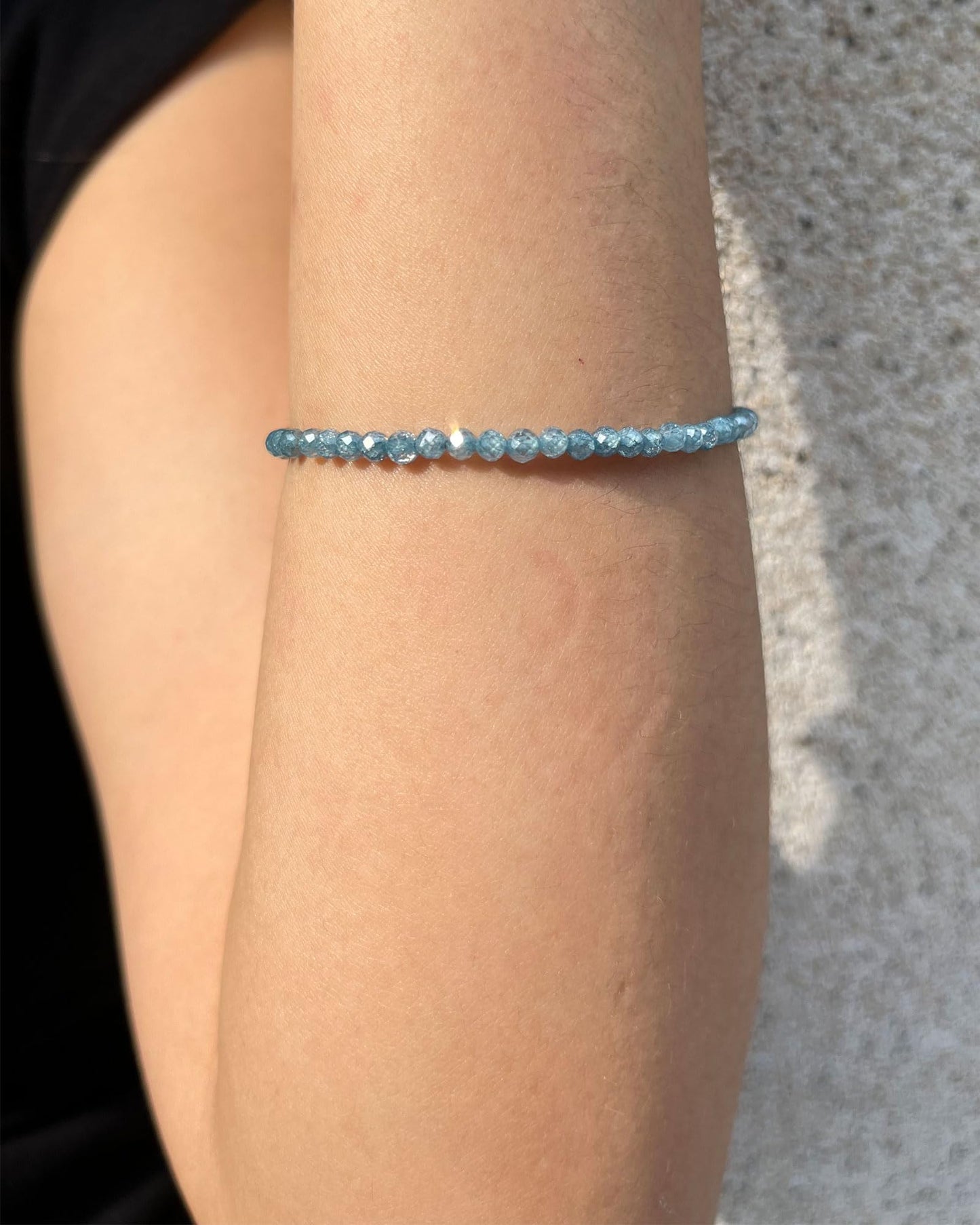 Dark Blue Beaded Bracelets for Women Gem Beaded 14k Gold Plated Bracelet Dainty Valentines Mother Gifts Inspirational Ocean Jewelry, Deep Sea Blue