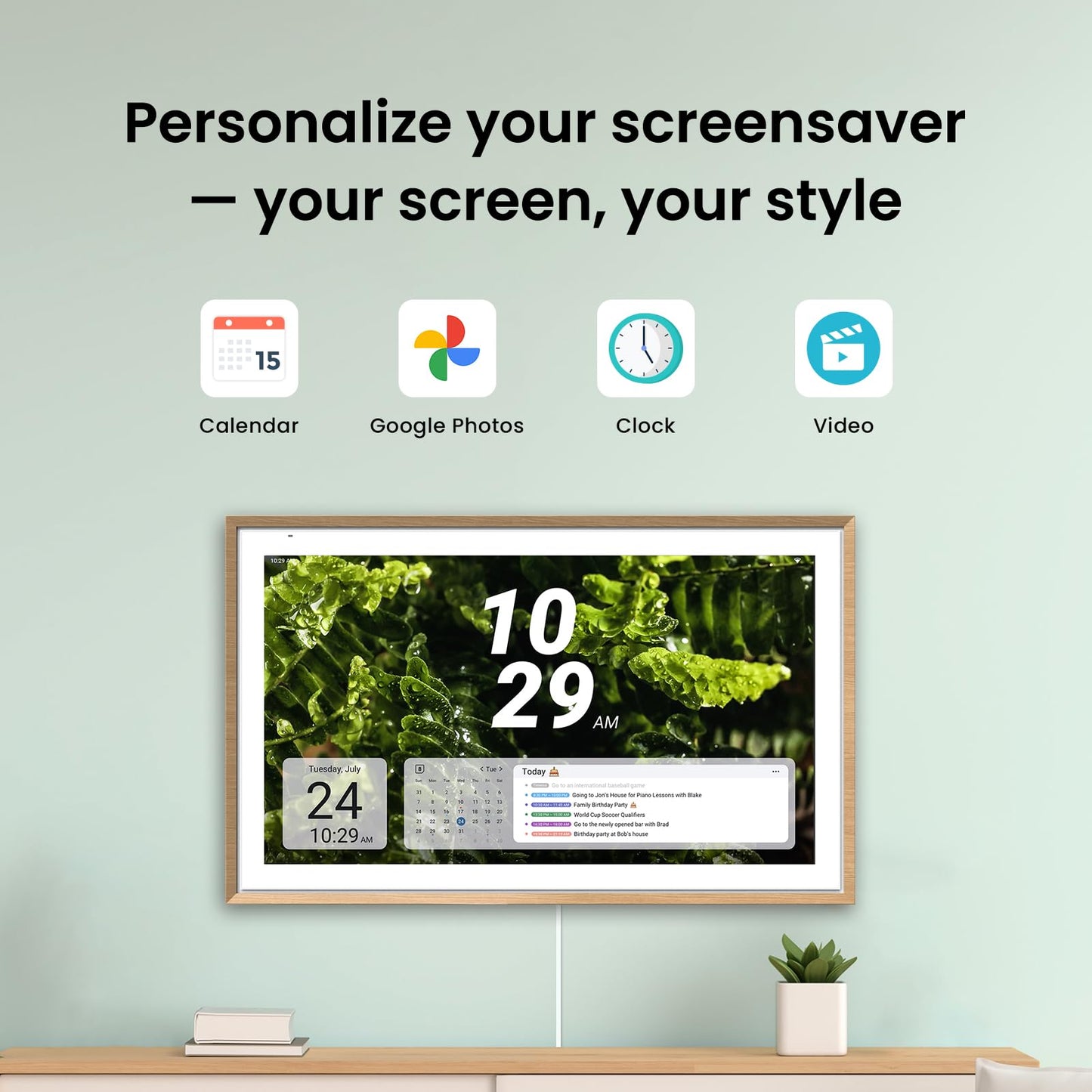 ApoloSign 21.5" Digital Calendar: Dual Mode Calendars with Google Play & Multi-calendar Sync, Electronic Planner & Chore Chart, Smart Touchscreen, Interactive Display fo Schedules (Teak,21.5-inch)