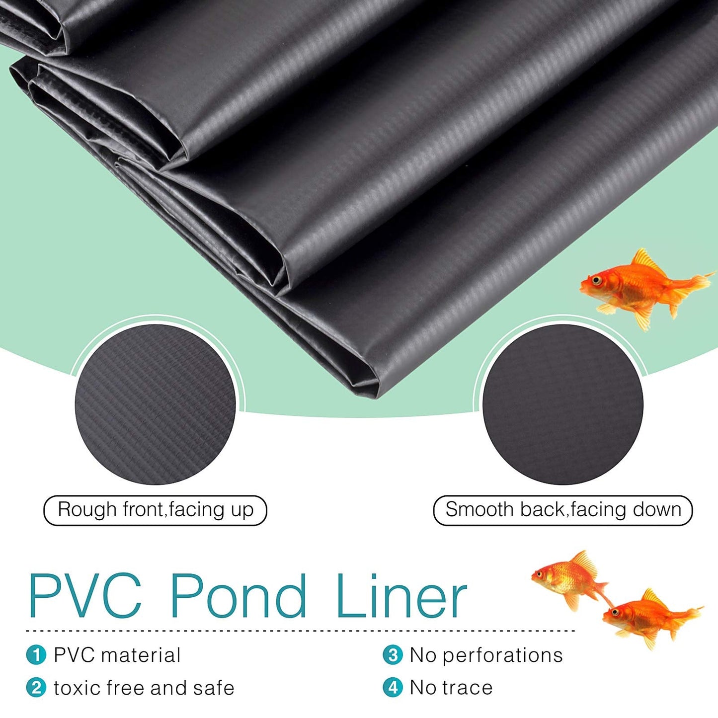 hygger Pond Liner - 7 by 10ft Fish Pond Liners for Outdoor Ponds, 14.5 Mil PVC Soft Pond Liner for Fish Ponds, Water Features, Garden Water Fountains, Waterfalls