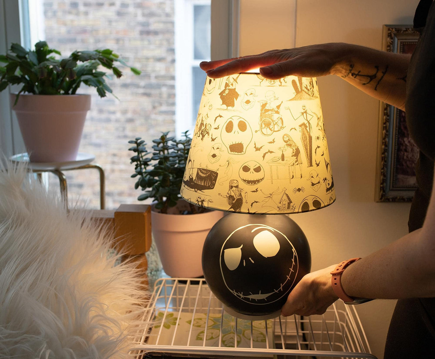 Disney The Nightmare Before Christmas Jack Skellington Table Lamp LED Light | Nightstand Desk Lamp For Bedroom, Living Room | Halloween Home Decor, Tim Burton Gifts And Collectibles | 14 Inches Tall