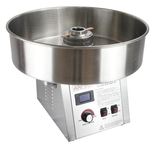ANFIRE Commercial Professional Cotton Candy Machine 5" Spinner Head with 24" Metal Bowl and Floss Stabilizer Net