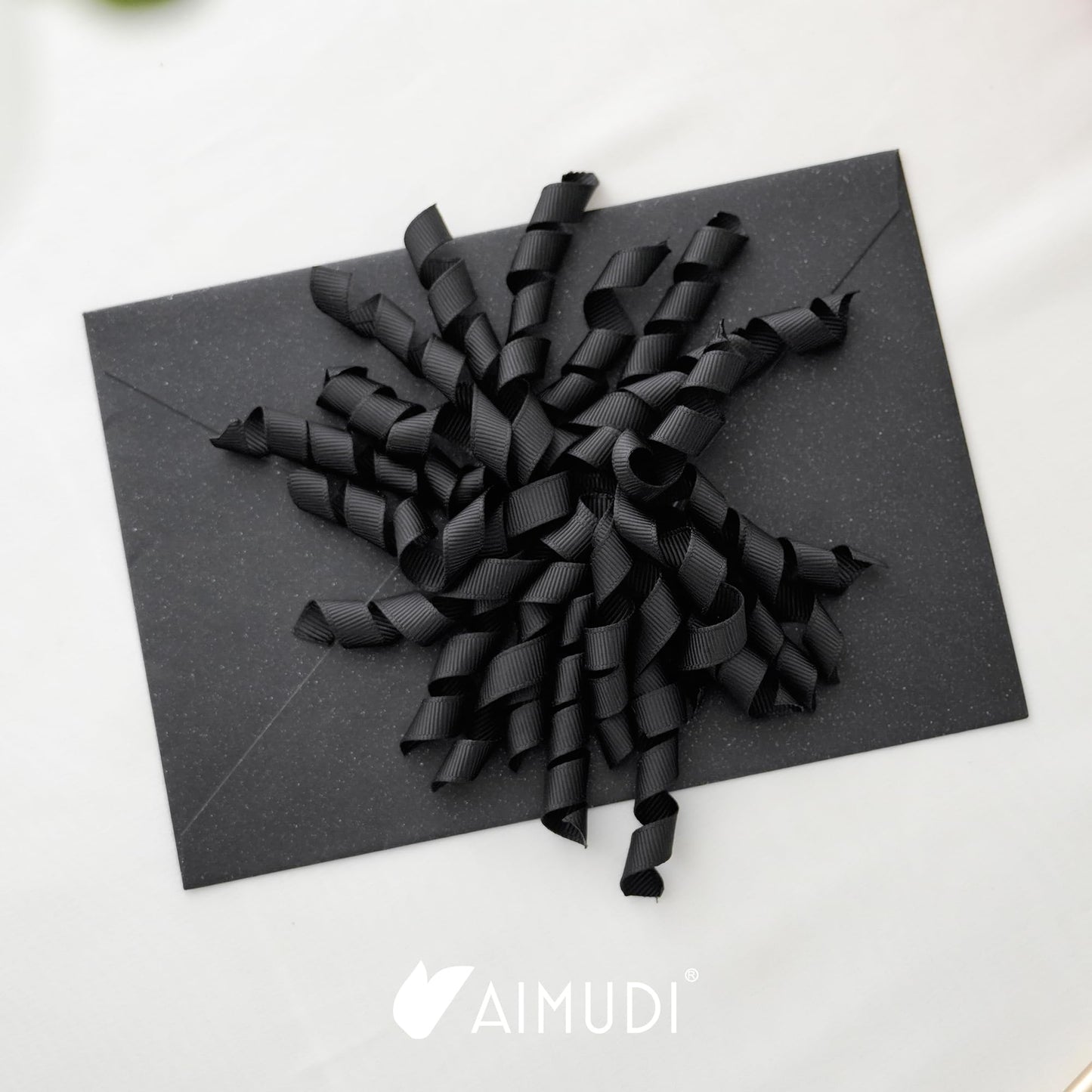 AIMUDI Black Bows 4" Black Burst Bows Self Adhesive Curly Ribbon Bows for Gift Wrapping Grosgrain Ribbon Twist Tie Bows for Treat Bags Gift Bags Christmas Wedding Party Decorations - 6 Counts