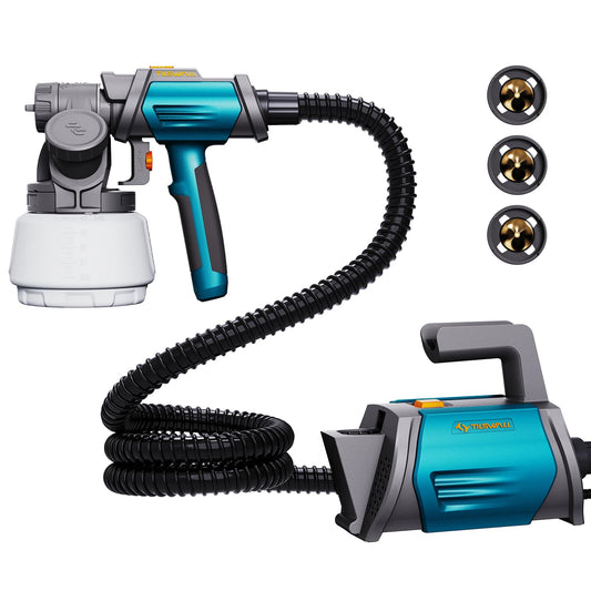 Tilswall Paint Sprayer 800W HVLP Spray Paint Gun with 1300ml Container, Electric Paint Sprayer Gun with 4 Nozzles & 3 Patterns for House Painting Furniture Cabinets Fence Home Walls Shark 800