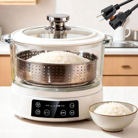 3L Low Carb Rice Cooker - 4H Keep Warm, Low Sugar Rice Cooker with Auto-Lift Basket with Steaming, Boiling and Hotpot in One