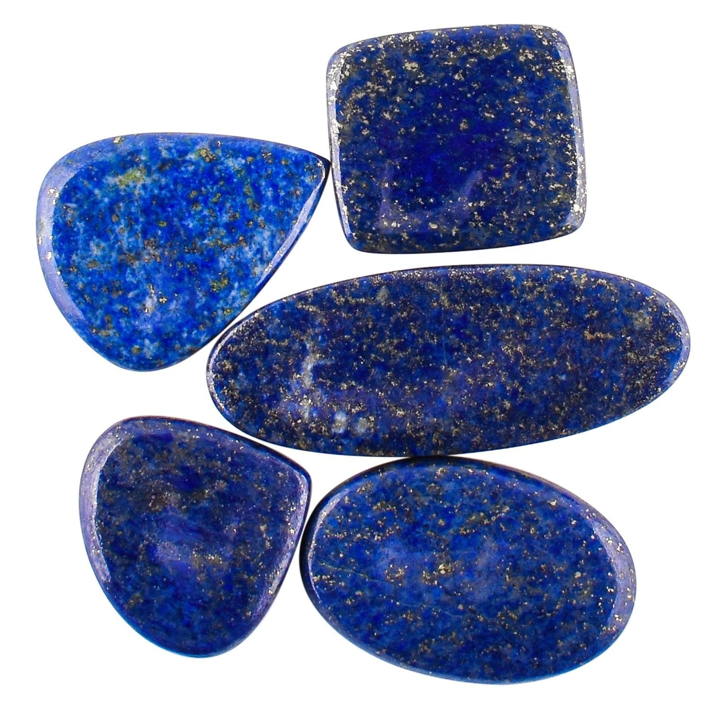 OdrillionGems Natural Lapis Lazuli Stone, Natural Gemstones and Crystals Cabochon Lot, DIY Jewelry Making Loose Gemstones, Chakra Healing Crystals, Wire Wrapping Cabochons, Pack of 5 (Large)
