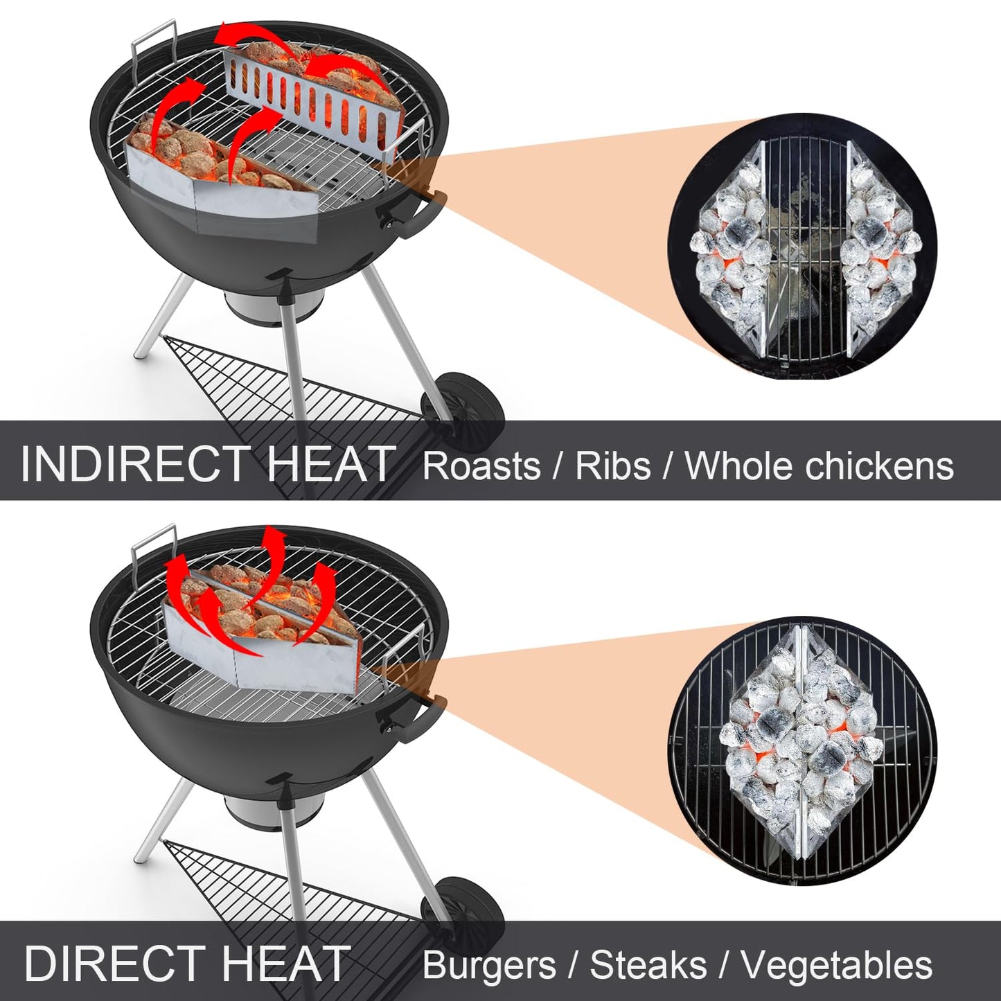 Charcoal Basket Stainless Steel for Weber Char-Basket Charcoal Holders Compatible with Weber 22 inch Grilling Accessories Charcoal Kettle Grill Accesories(2 Pieces)