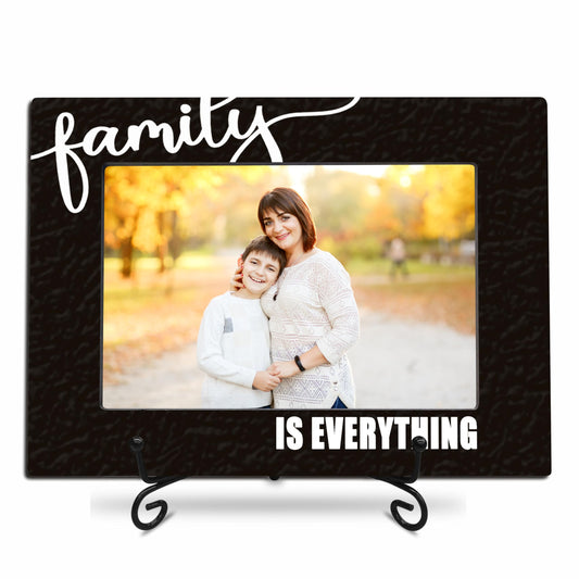 4"X 6" Wooden Photo Frame With A Metal Stand, Family Is Everything - Black & White Wooden Picture Frame Gift For Family, Tabletop Photo Display, Home Decor & Accessories(Horizontal) - 07