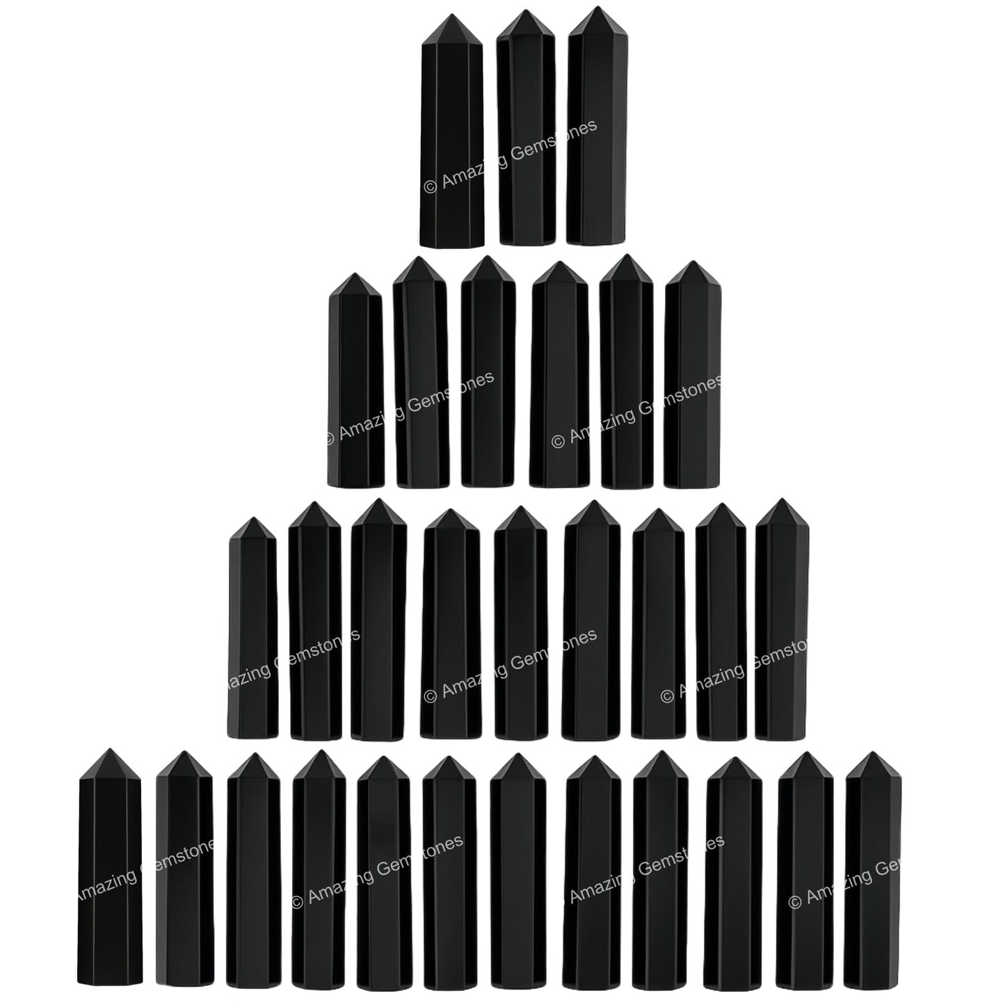 Amazing Gemstone Black Obsidian Crystal Points Bulk Healing Crystals and Stones - Pack of 3 Single Terminated Healing Wand Point Bulk Crystals for Crafts, Crystal Grid, DIY Work - Premium Crystals