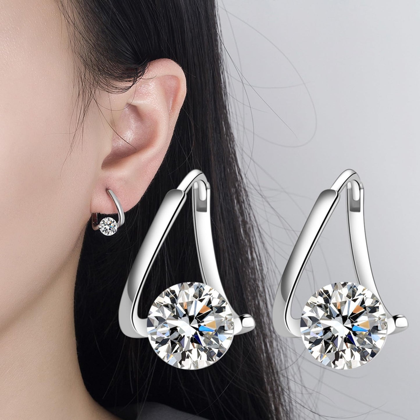 Histone Lymphvity Slimming Earrings for Weight Loss Women 2 Pairs Flysmus Drainage Germanium Earrings Minimalist CZ Hoop Earrings Charm Jewelry Gift(AC)
