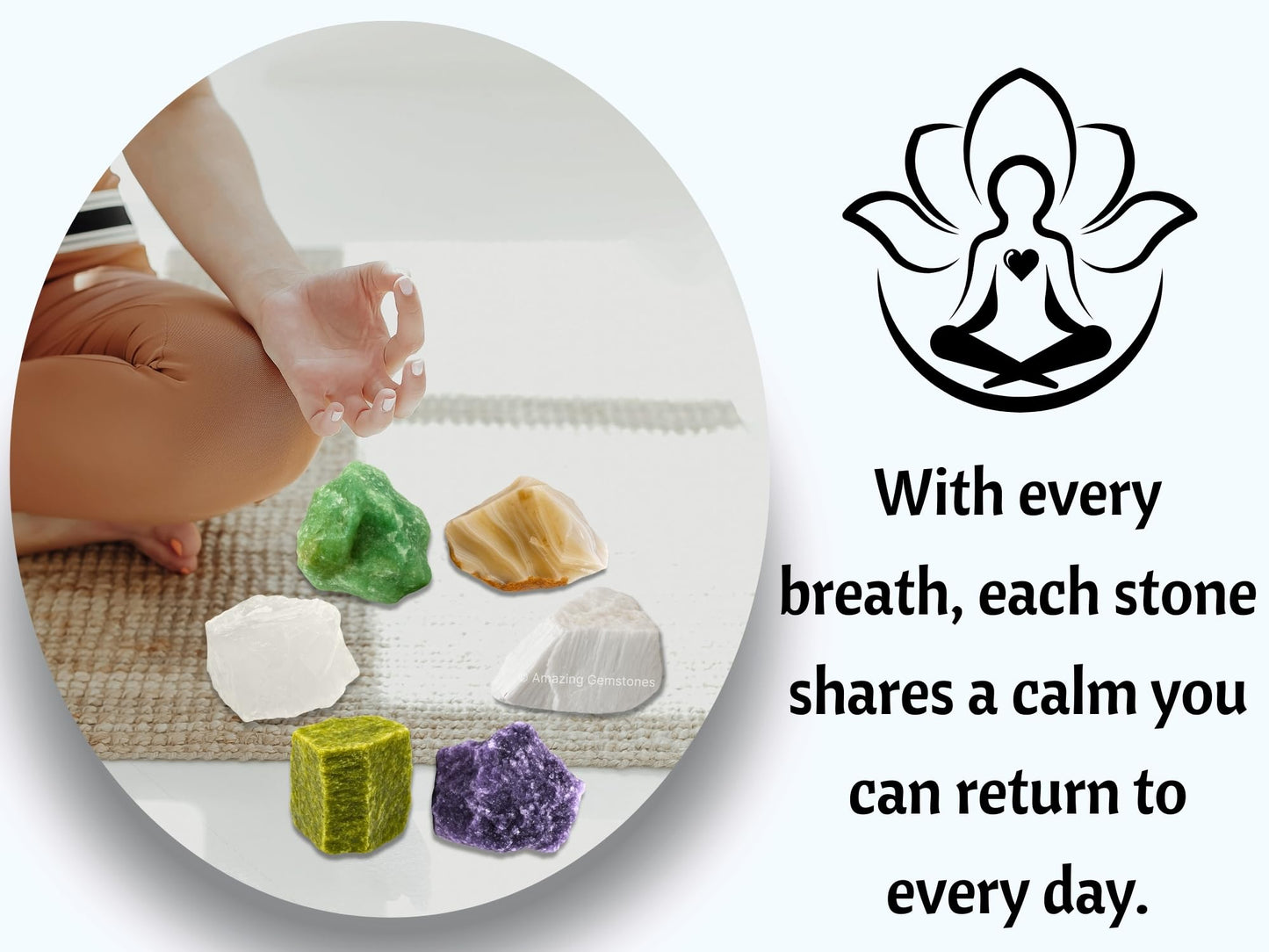 Amazing Gemstone Crystals for Emotional Trauma Manifestation, Set of 6 Lepidolite, Green Aventurine, Scolecite, Vesuvianite, Lace Agate and Clear Quartz Healing Crystals and Stones