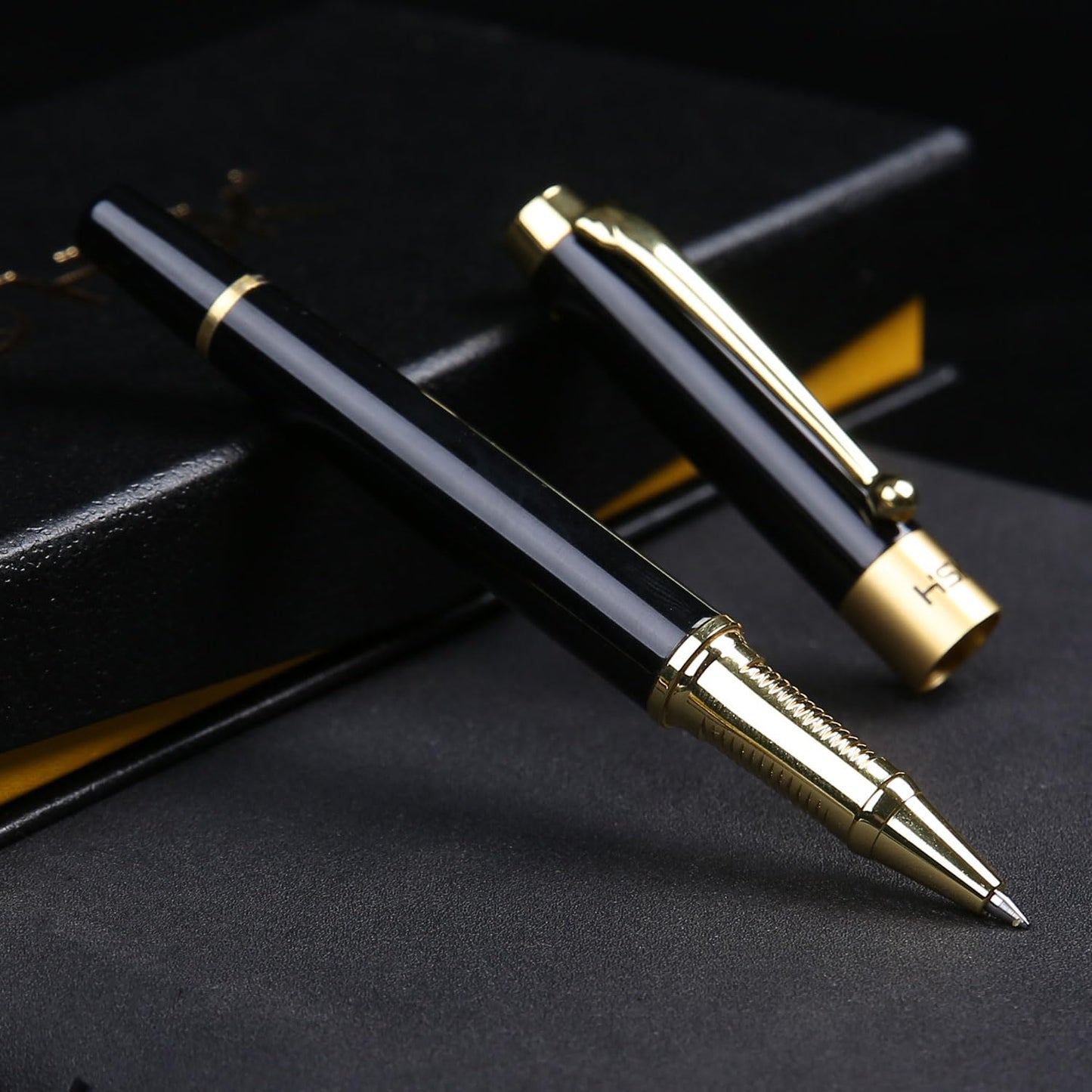 HSK Ballpoint Pens Luxury gift Pen Black Refill Line width 0.5mm,Best Ball Pen Gift Set for Men & Women Professional Executive,Office,Nice Pens Classy Gift Box (Black)