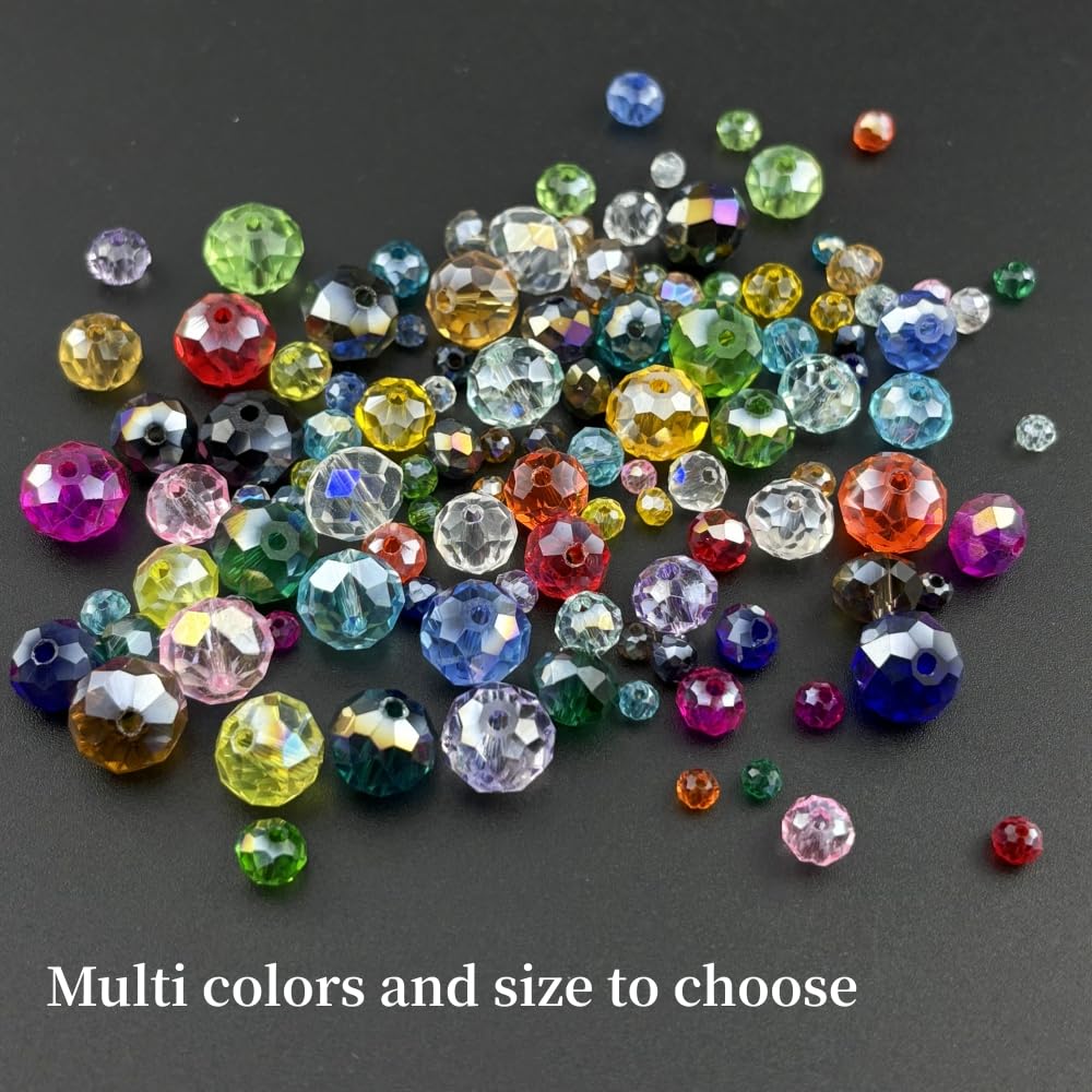 YHYPOCI 100pcs 8mm Crystal Glass Beads for Crafts Faceted Rondelle Glass Beads for Jewelry Making Crystal Spacer Beads for Necklaces Bracelets Earrings DIY Craft(Orange AB)