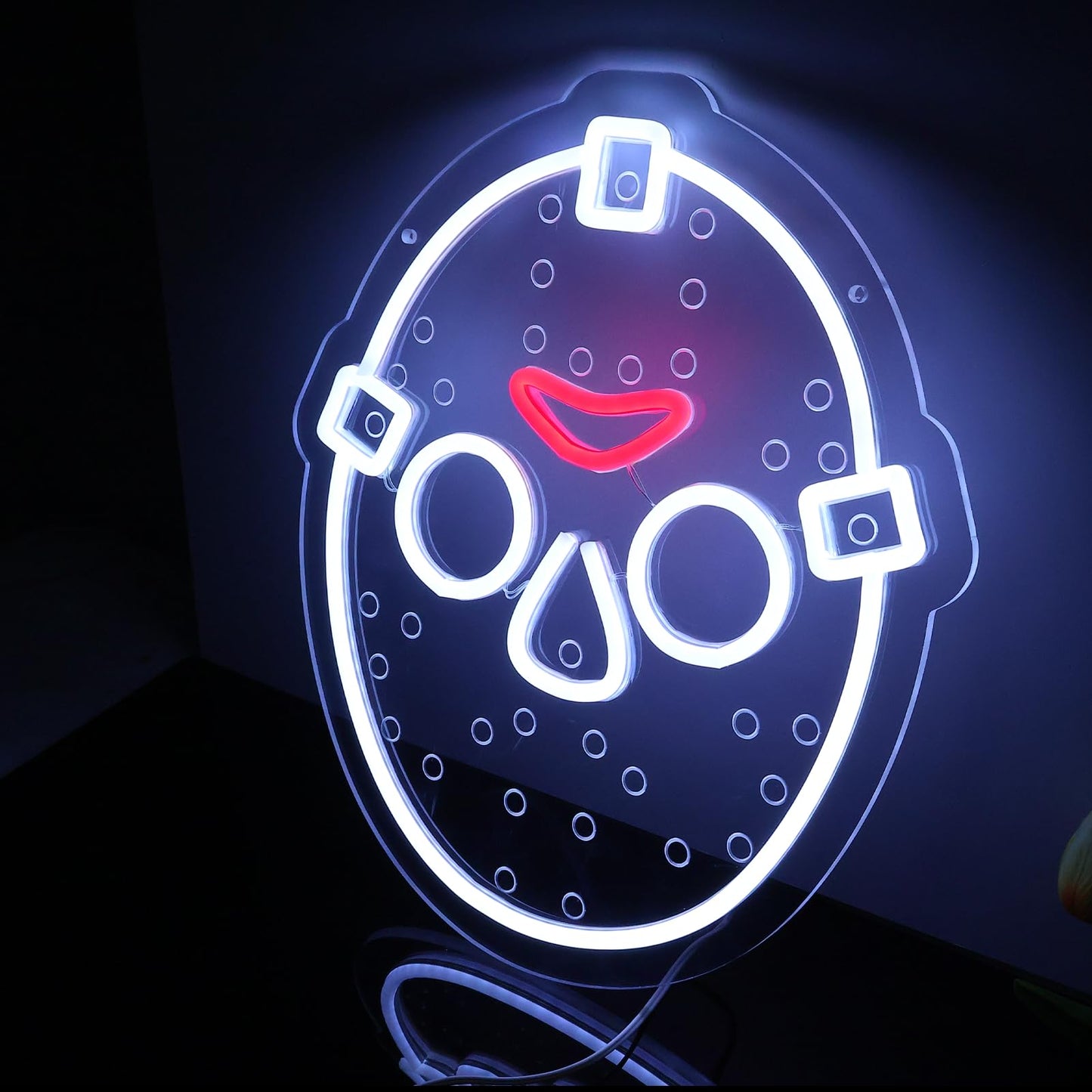 SEMTNEBI Horror Figure Neon Signs Neon Lights for Wall Decor, Dimmable LED Friday The 13th Neon with USB Power for Kids & Adults Room Decoration, Birthday Party Bar Home Halloween Gift14*12.2inch