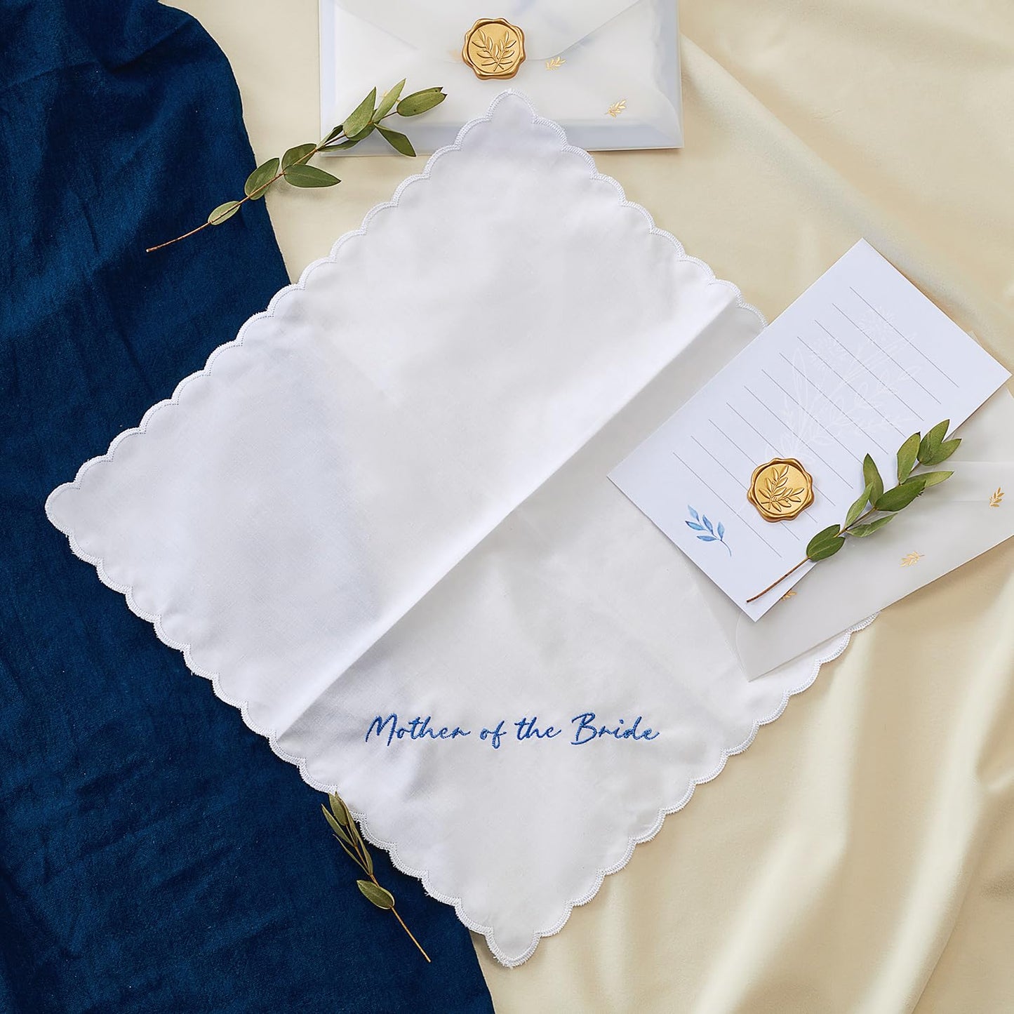 TRULIVA Wedding Gifts, Wedding Handkerchief, Mother of the Bride Gifts, Something Blue