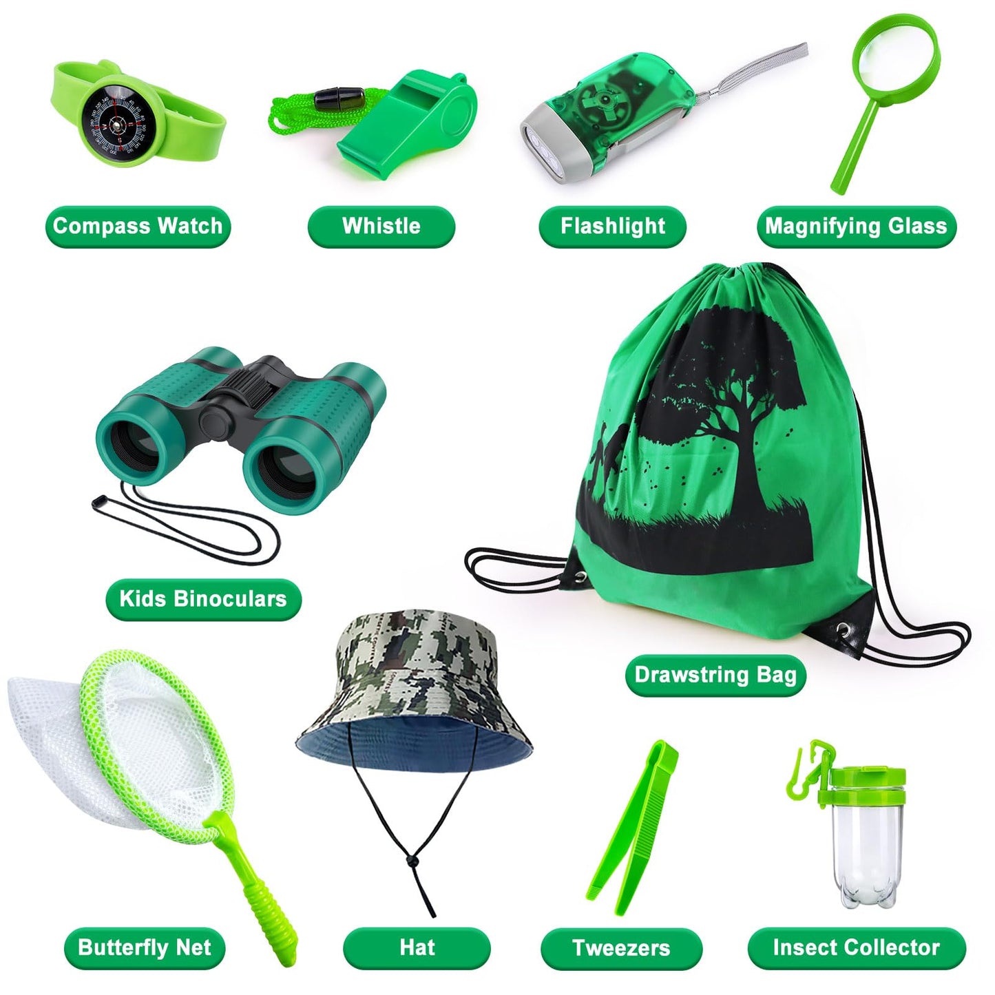 YOPINSAND Kids Explorer Kit & Bug Catcher Kit, Camping Gear for Kids, Outdoor Exploration Set with Backpack & Hat, Binoculars, Ideal Outdoor Camping Adventure Toys for Boys Girls 3-12