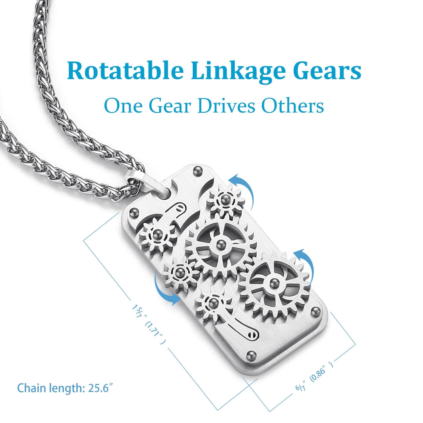 Velryn Stainless Steel Mechanical Rotatable Gear Pendant Necklace for Mens – Fidget Jewelry for Anxiety Relief, Stress – Steampunk Cyberpunk Accessories for Men – Gifts for Father Husband Boyfriend