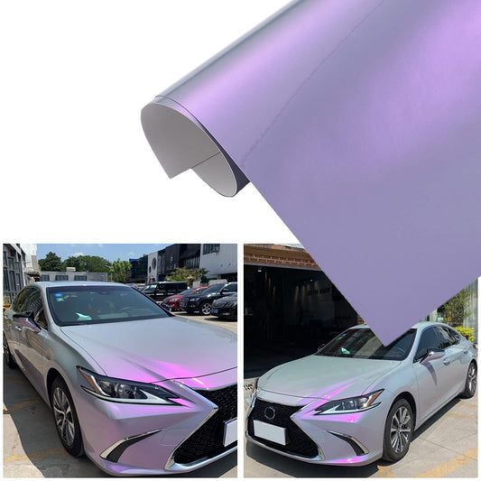 Vintage Gray to Charming Purple Glossy Chameleon Vinyl Wrap Color Change DIY Vehicle Vinyl Film, 59.8'' x 196.85''