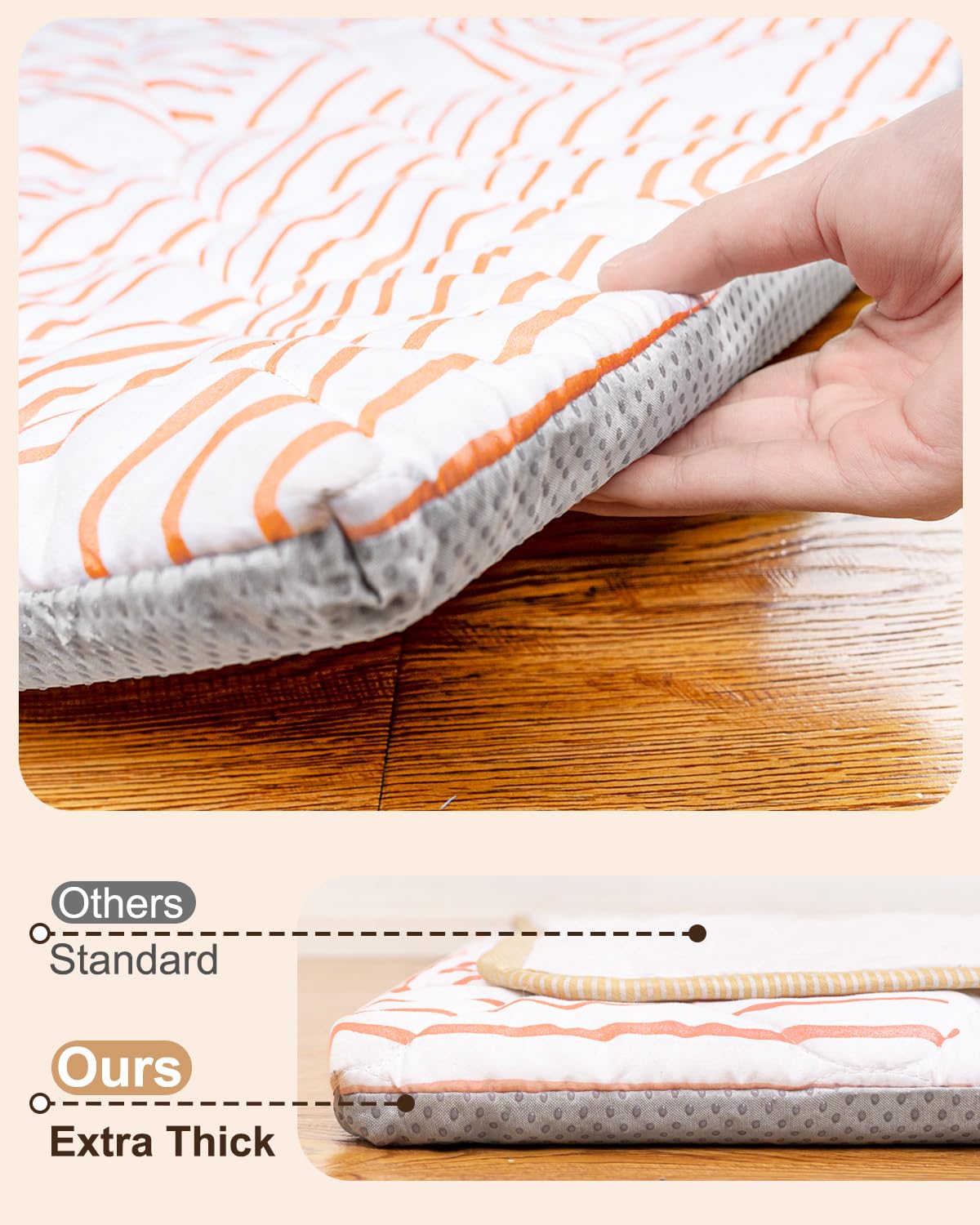 Beavtaens Foam Baby Play Mat 50x50, Removable and Machine Washable Cover, Thicken Cushioning Playmat and Perfect for Playpen, Non-Slip Bottom, Easy to Clean for Infants, Toddlers & Babies(Rainbow)