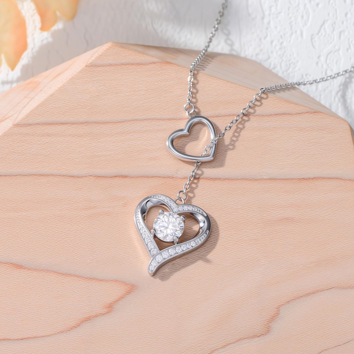 YYB Y Necklace Heart Pendant Lariat Necklace for Women 925 Sterling Silver Drop Necklaces Christian Jewelry Birthday Anniversary Mothers Day Gifts for Mom Sister Girlfriend