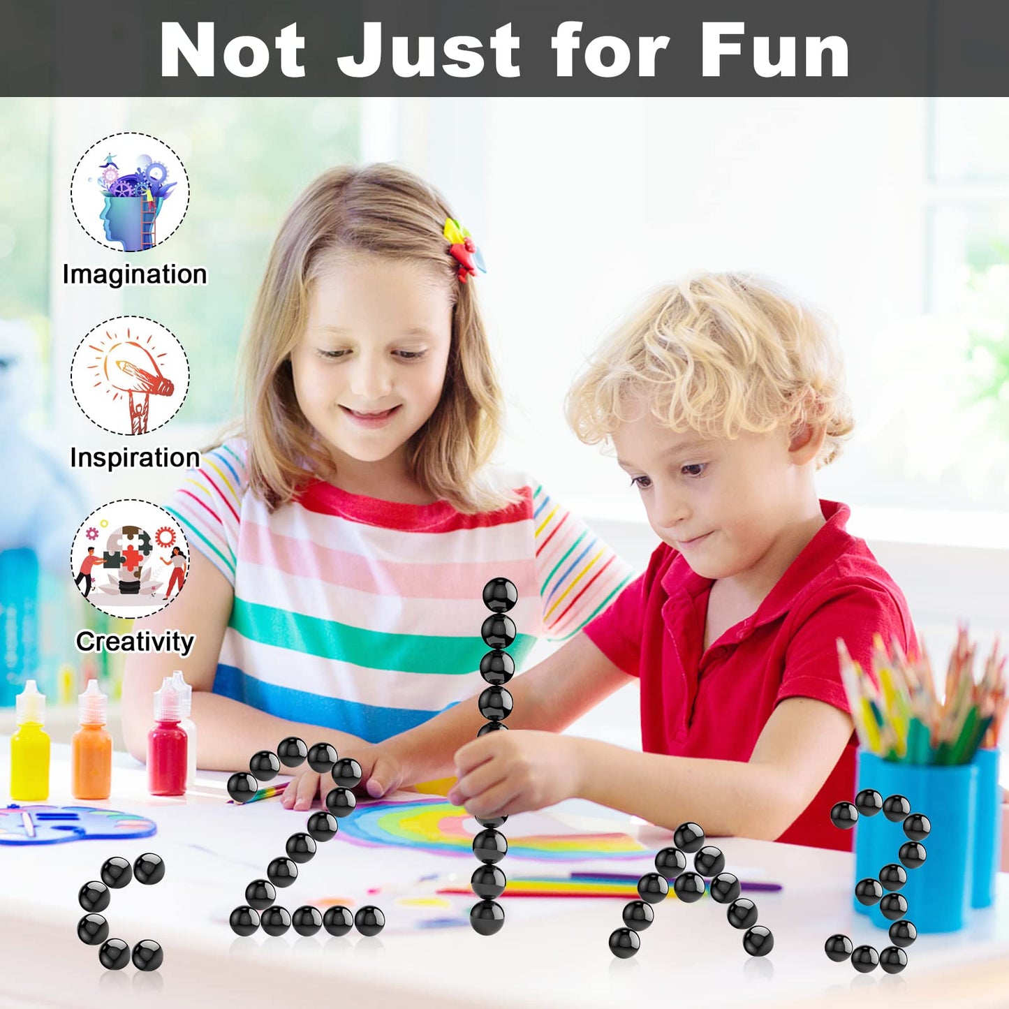 YISHIDANY 21Pcs Magnet Black Ball Fidget Toy, DIY Hematite Stones Toys for Adults, Science Kit for Anxiety Relief, Magnetic Rattle Snake Birthday Easter Gift Egg Filler Stuffer Party Favors