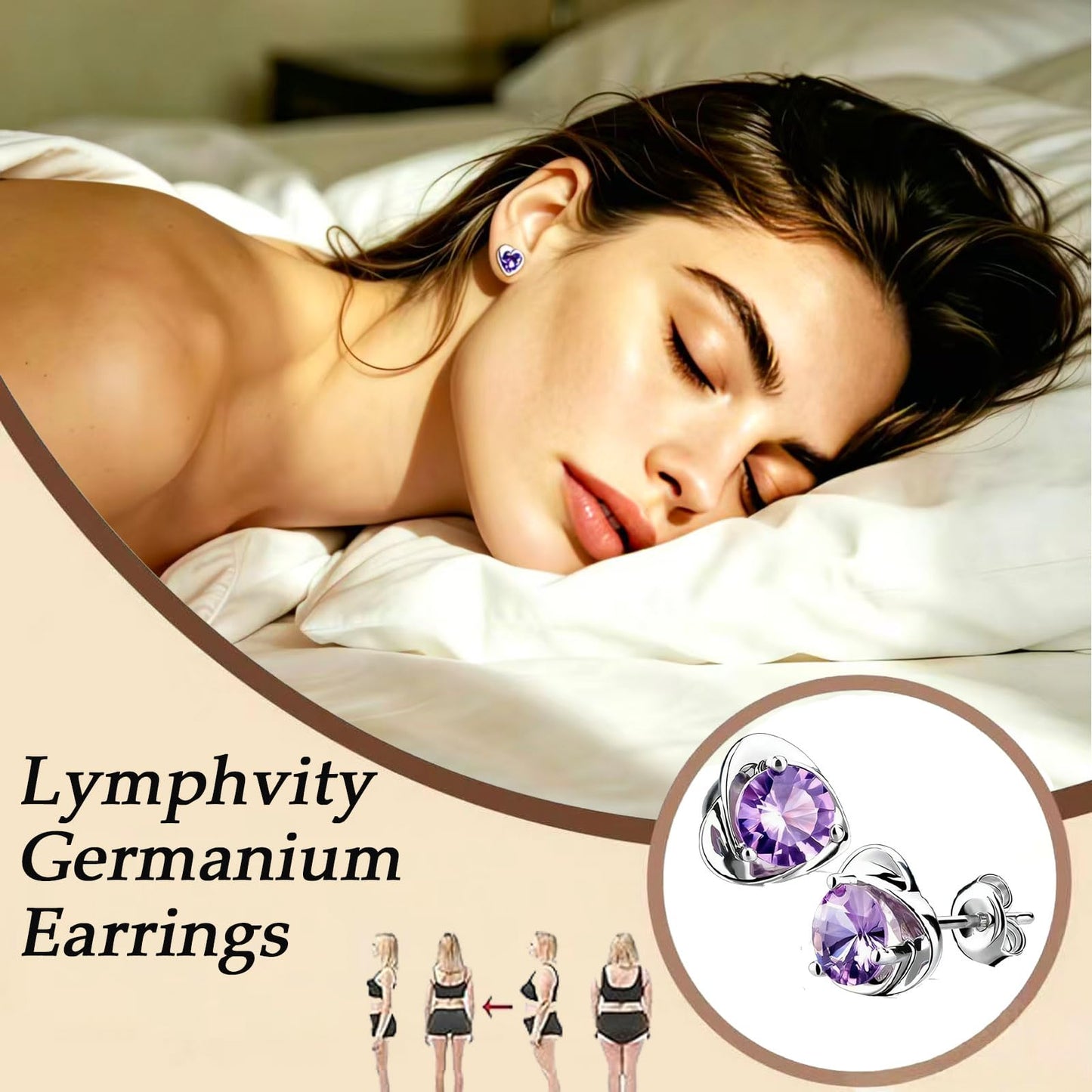 2 Pairs Halolux Lymphvity Germanium Earrings, Halolux Lymphvity Drainage Cubic Zirconia Earrings Lymphati Activity Hoop Earrings for Women Lymphvity Therapy Earring Jewelry (White+White)