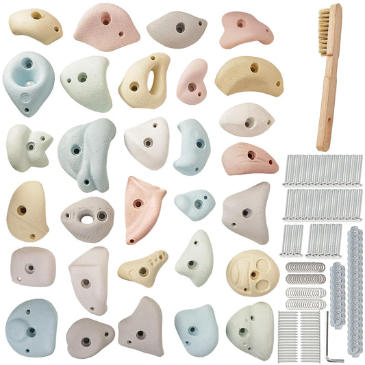 Qicrdvi 30 Pcs Resin Rock Climbing Holds for All Ages, Premium Large Training Rock Climbing Grips Indoor/Outdoor, Rock-Like Texture Holds for Your Climbing Wall