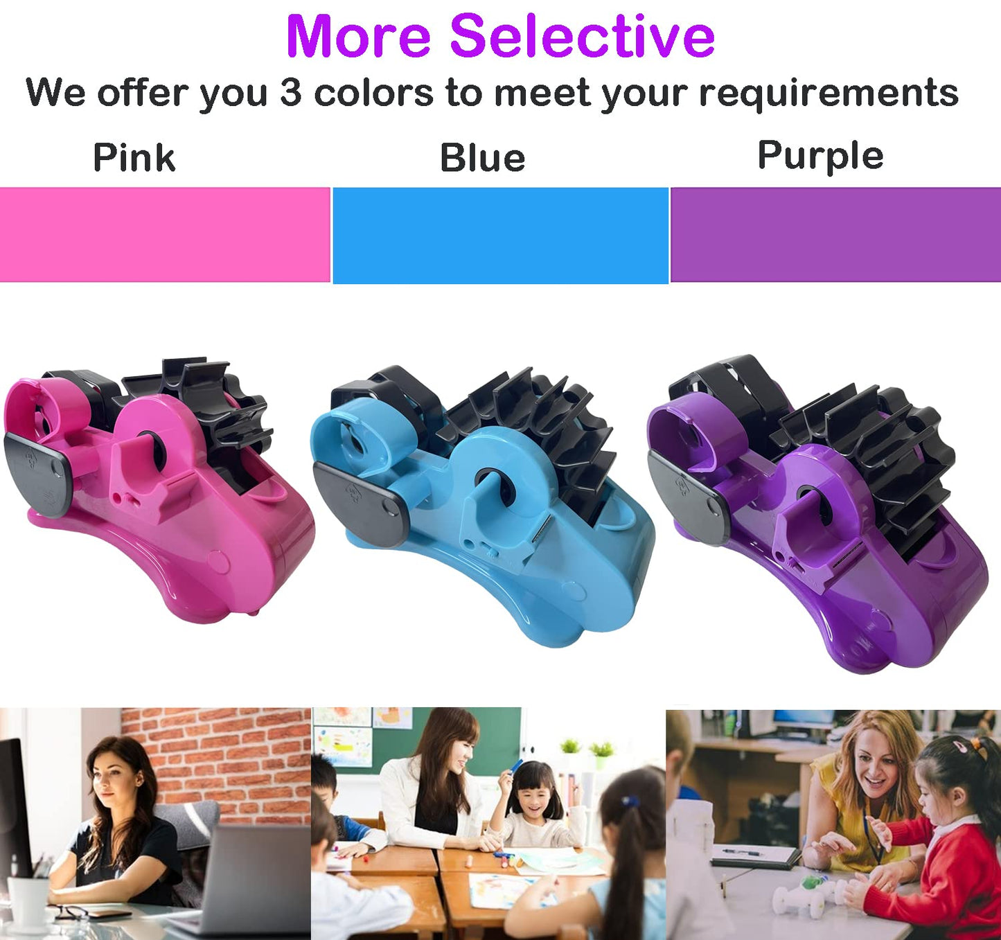 Heat Tape Dispenser Sublimation for Heat Transfer Tape, TL-JIYPU Multi-Roll Cut Heat Tape Dispenser, Heat Press Thermal Tape Holder Dispenser for Desk with 1 inch, 3 inch Core, Semi-Automatic, Purple