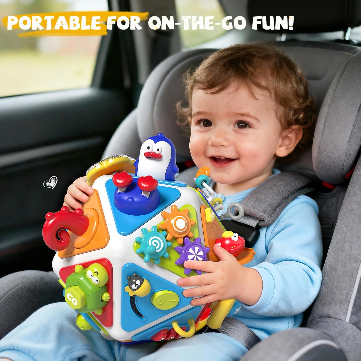 Vanvimen 20-in-1 Toddler Busy Board Activity Cube Toys, Montessori Toy for 1 2 Year Old Boys Girls Kids, Early Educational Active Toy for Toddler 1-3, Christmas Toys Gifts for 1 2 Year Old Boy Girl