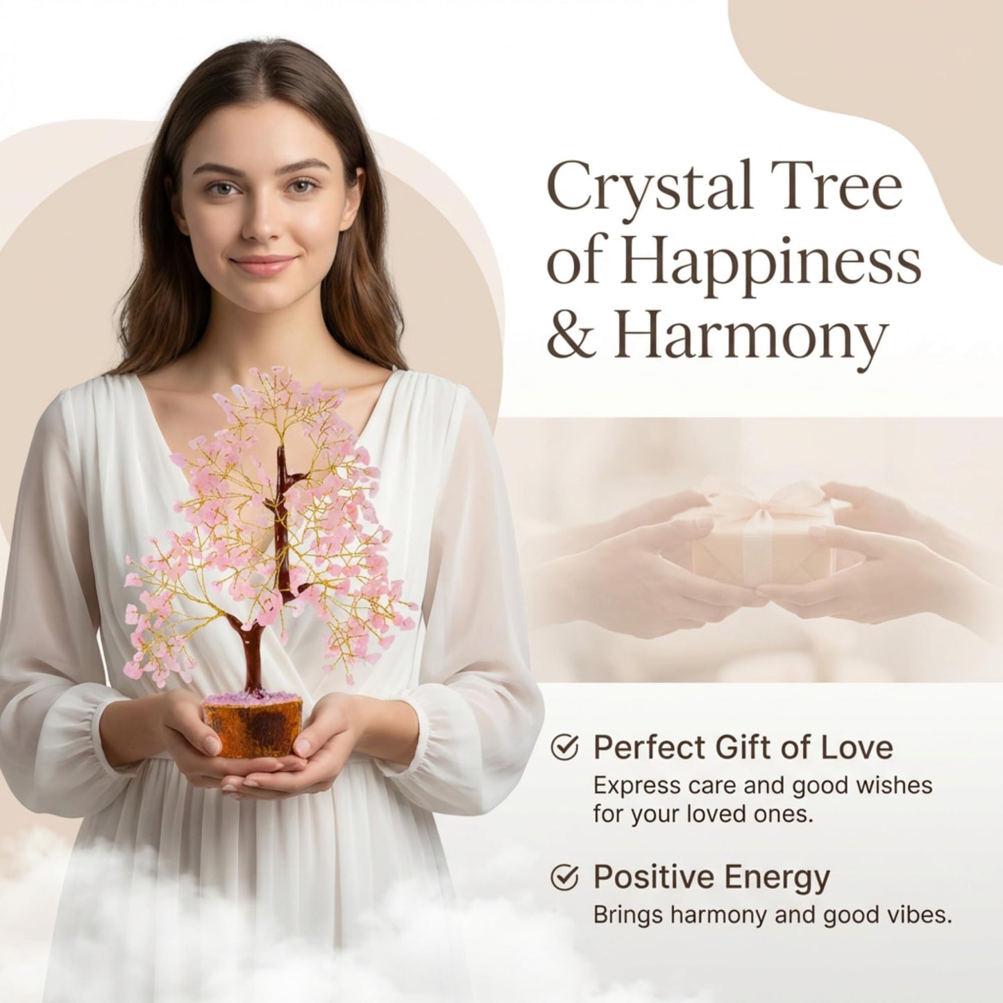 ANAYA AGATE Crystal Tree of Life Rose Quartz Healing Crystal Trees for Home & Office Decor, Handmade Gem Money Bonsai Trees for Positive Energy, Good Luck Decor, Birthday Gifts for Women, Mom