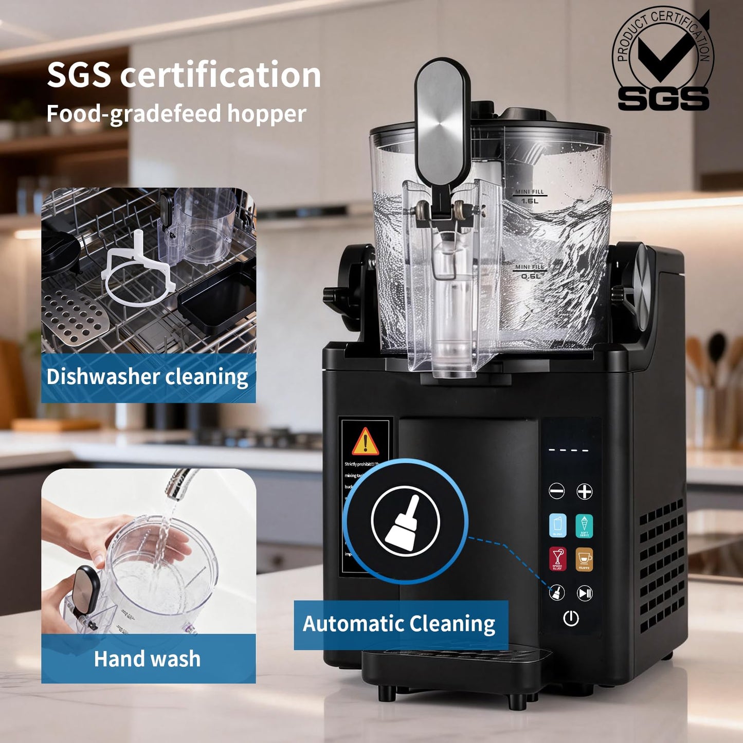 Slushie & Soft Serve Ice Cream Maker, Slushie Machine for Home,Frozen Drink Machine, No Ice Needed, Self Cleaning Slushy Machine, Perfect for Milkshake, Frozen Margaritas, Cocktail and More