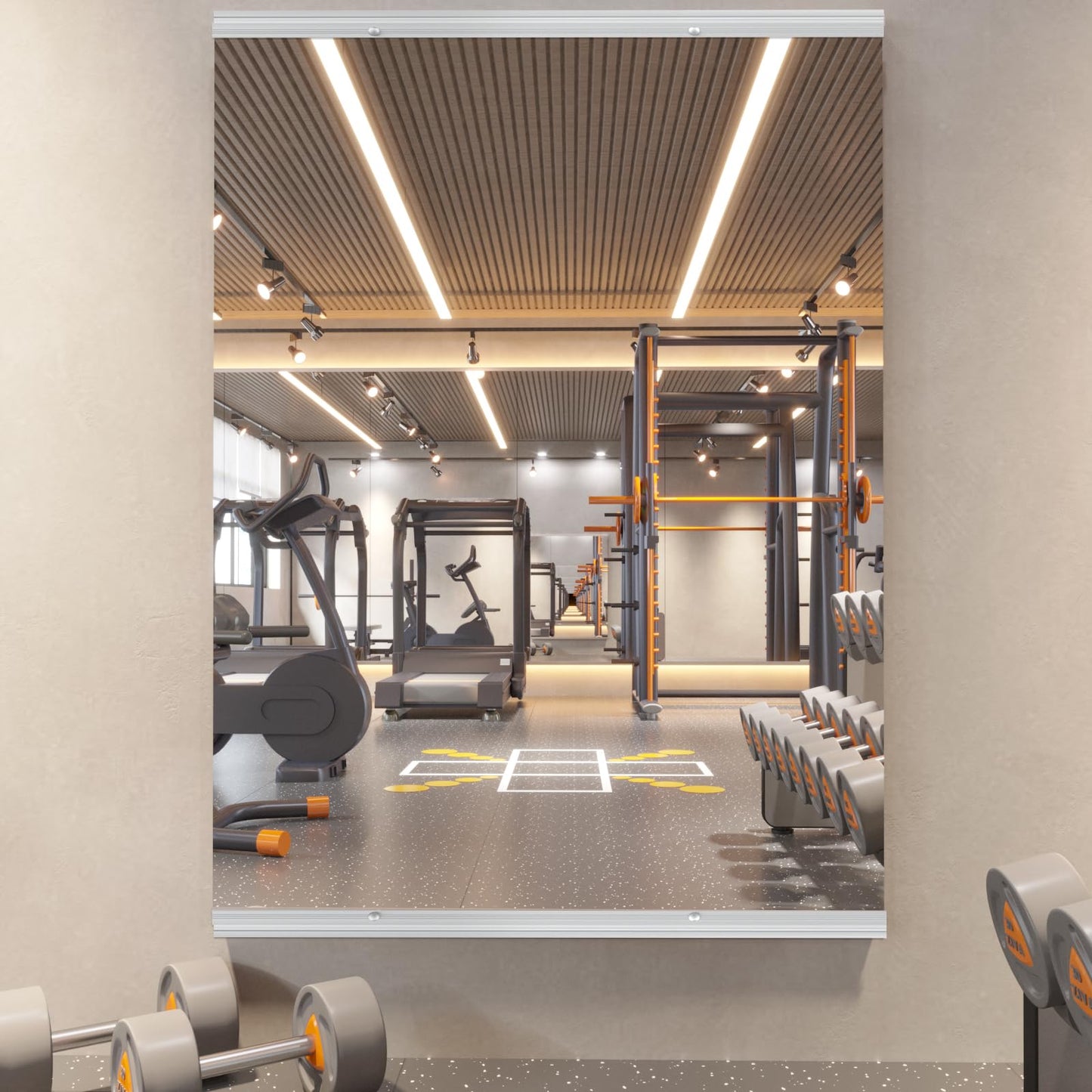 pertetey Home Gym Mirror, 56X24 Inch(1Pack) Large Frameless Tempered Glass Full Body Wall Mounted Mirror for Gym, Yoga, Exercise, Dance Studio
