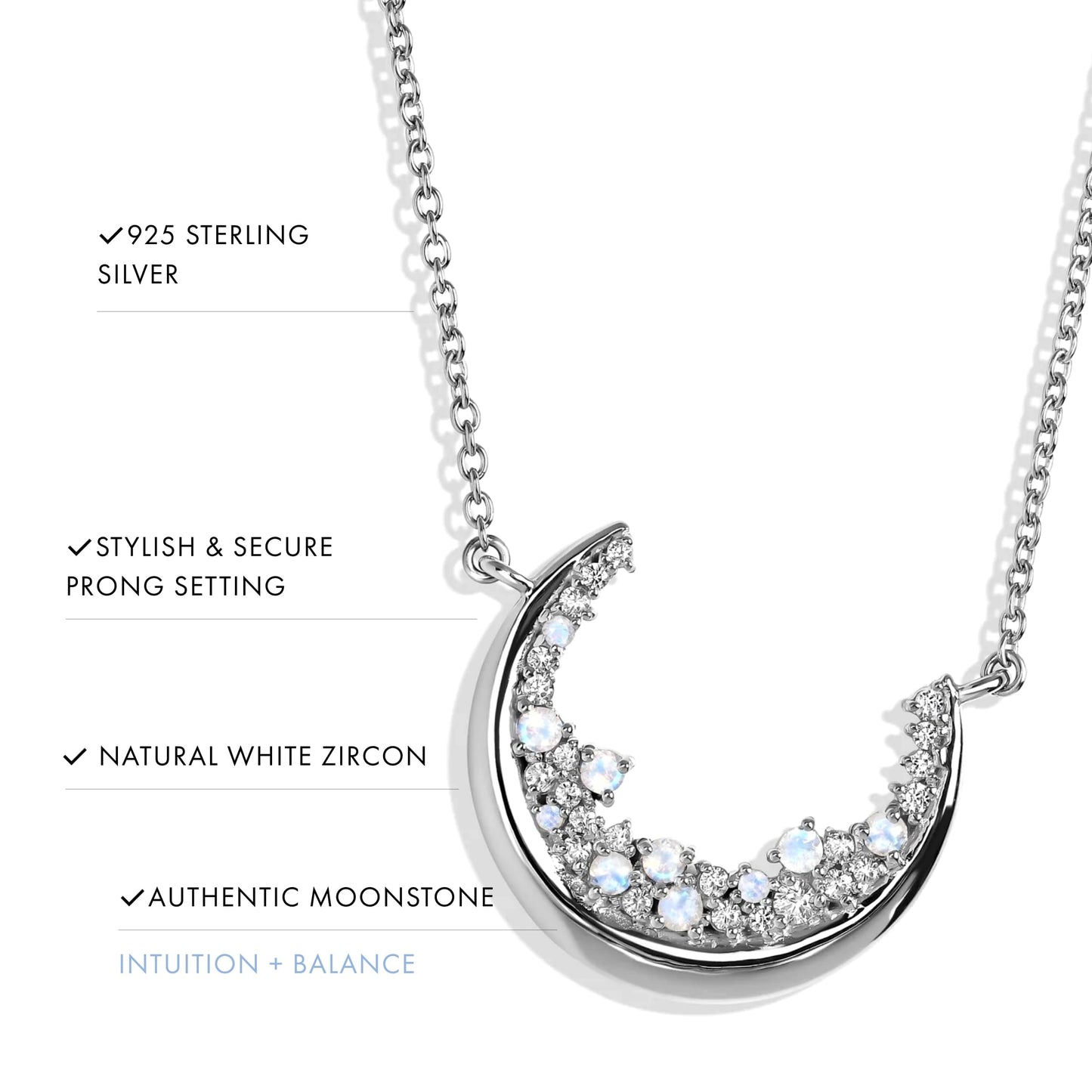 Moon Magic - Authentic Moonstone Necklace for Women | Onyx, Black Obsidian Necklaces/Real 925 Sterling Silver/18k Rose and Yellow Gold Enchanted Crystal Necklace for Women | Genuine Gemstone Jewelry