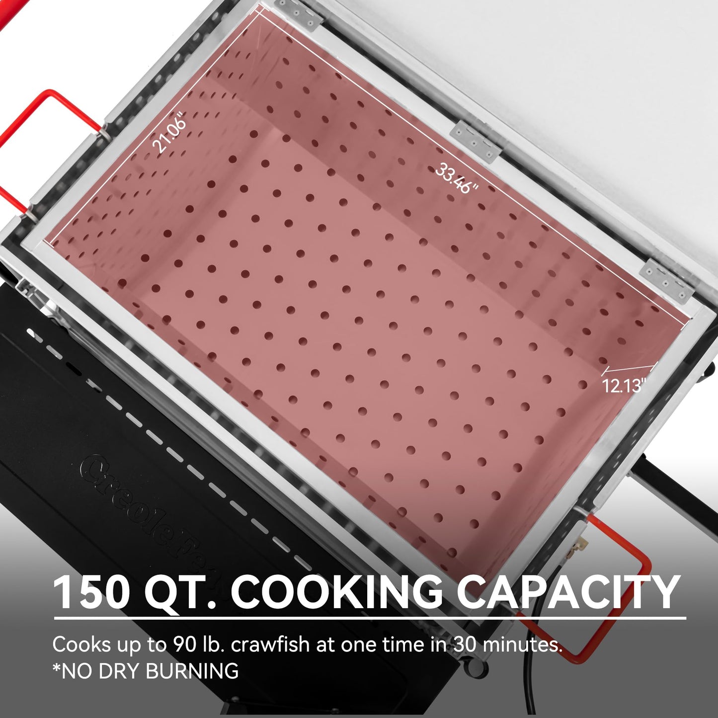 Creole Feast CFB2001 150 QT Crawfish Boiler, Outdoor Double Sack Propane Gas Crawfish Cooker with Foldable Cylinder Mounting Bracket and Stirring Paddle for Seafood & Crawfish Season, Black