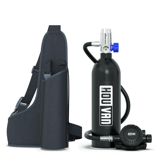 HOUVAN S400 Mini Scuba Tank 1.0L Scuba Tank Portable Diving Tank with On-Off Valve Reusable Underwater Breathing Pony Bottle for Underwater Exploration Emergency/Recreation