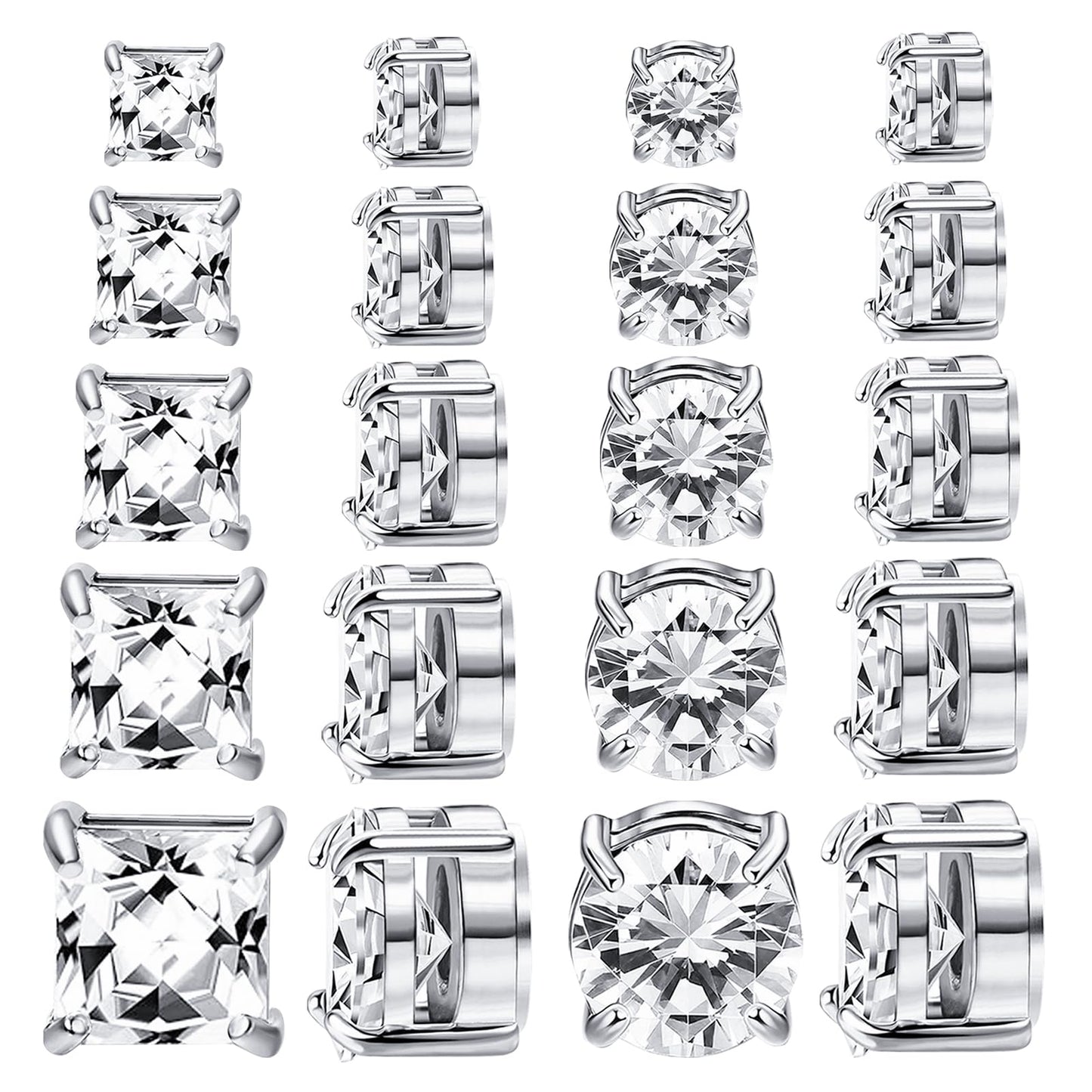 NEWITIN 9 Pairs Magnetic Earrings for Men Clip on Earring Stainless Steel Magnet Earring Unisex Hoop Dangle Cross CZ Studs Non Piercing Magnetic Stud Earrings for Men Women